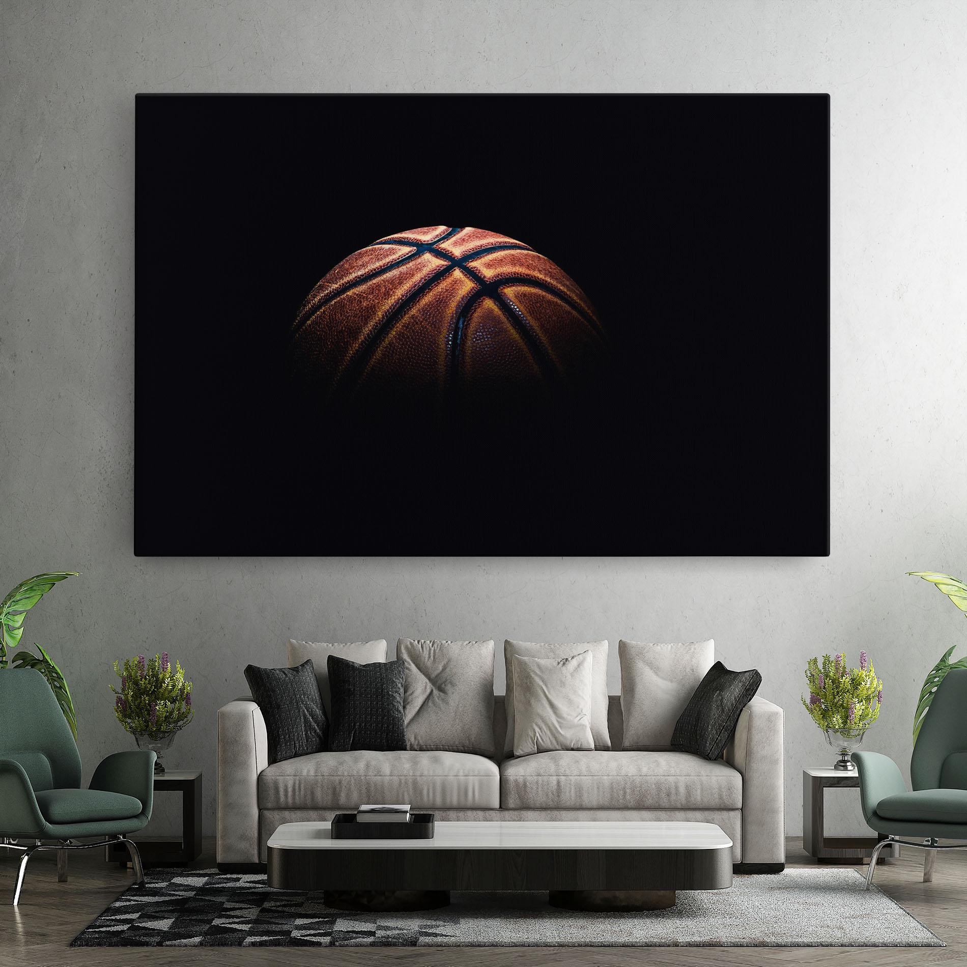 Leinwandbild Basketball Ball In Dark mockup 7