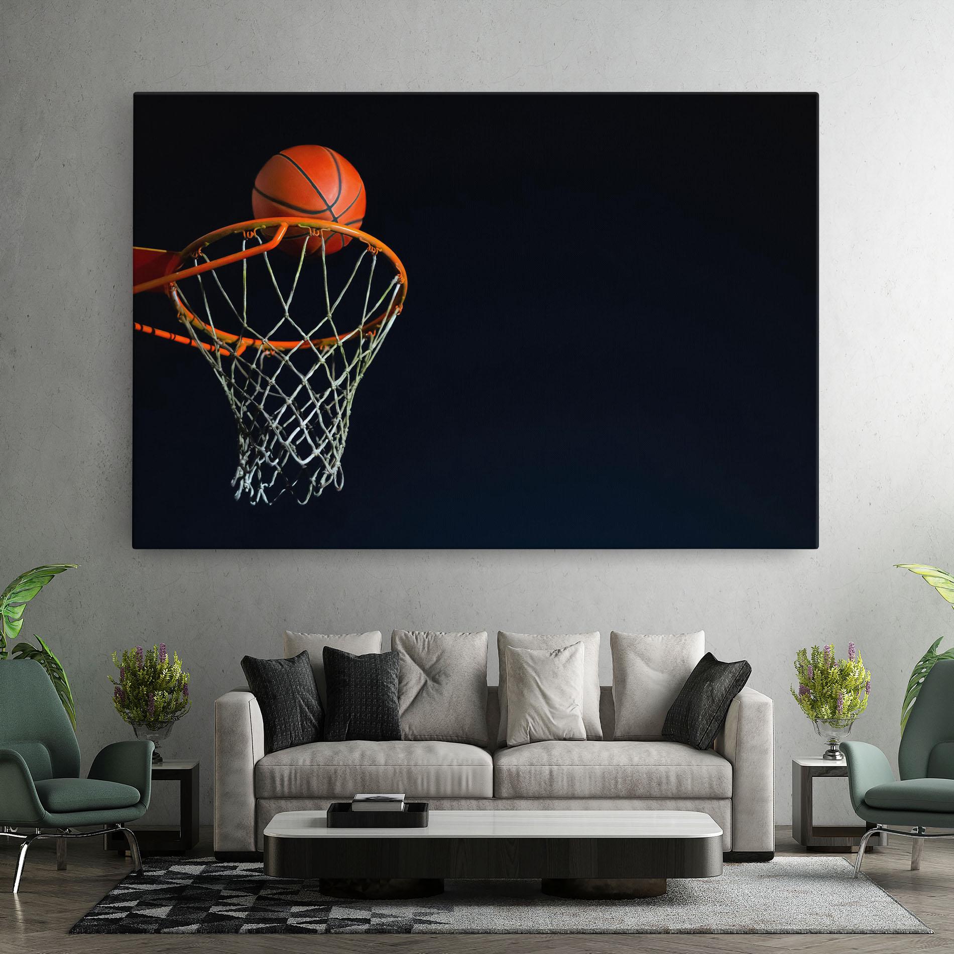 Leinwandbild Basketball Hoop On Black mockup 7