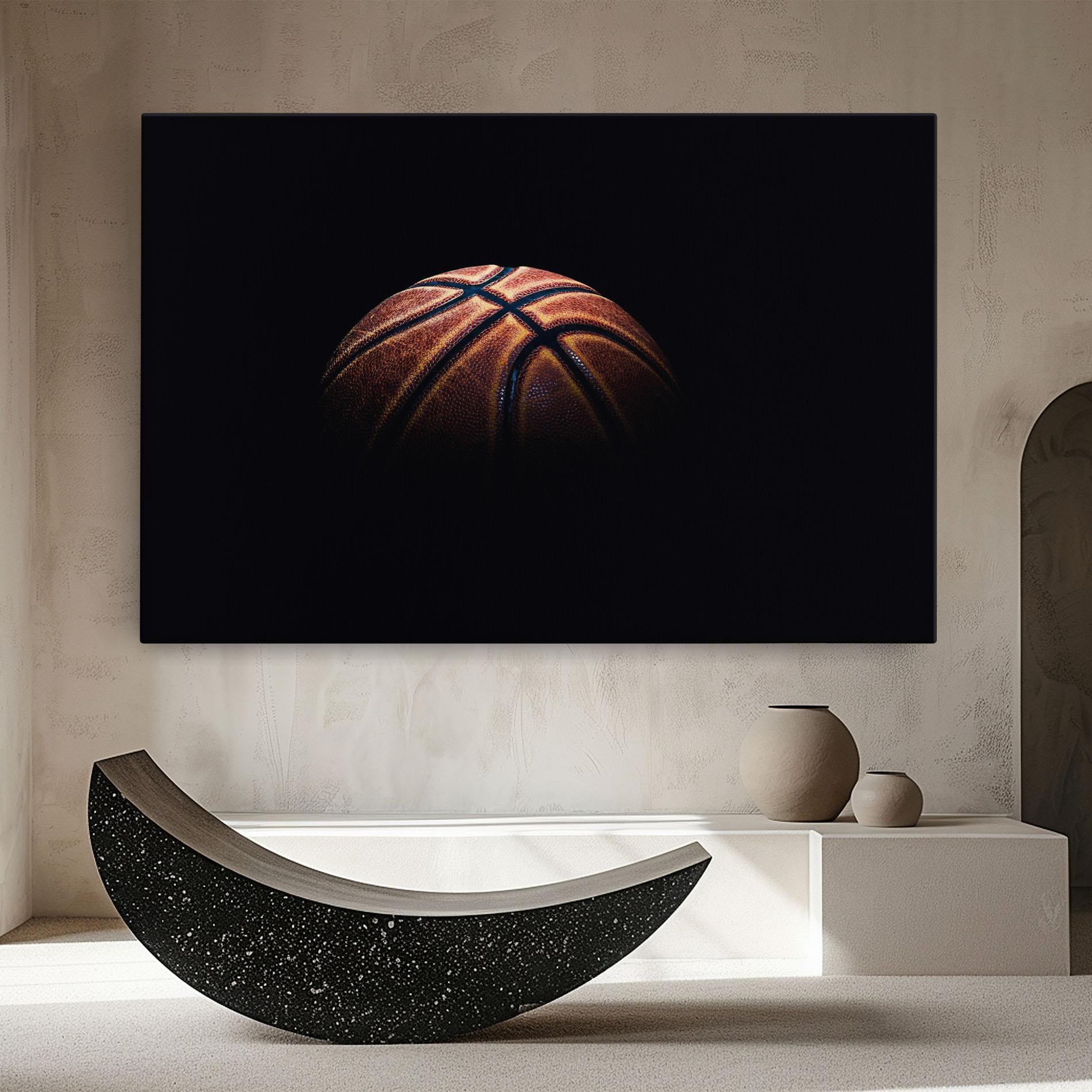 Leinwandbild Basketball Ball In Dark mockup 8
