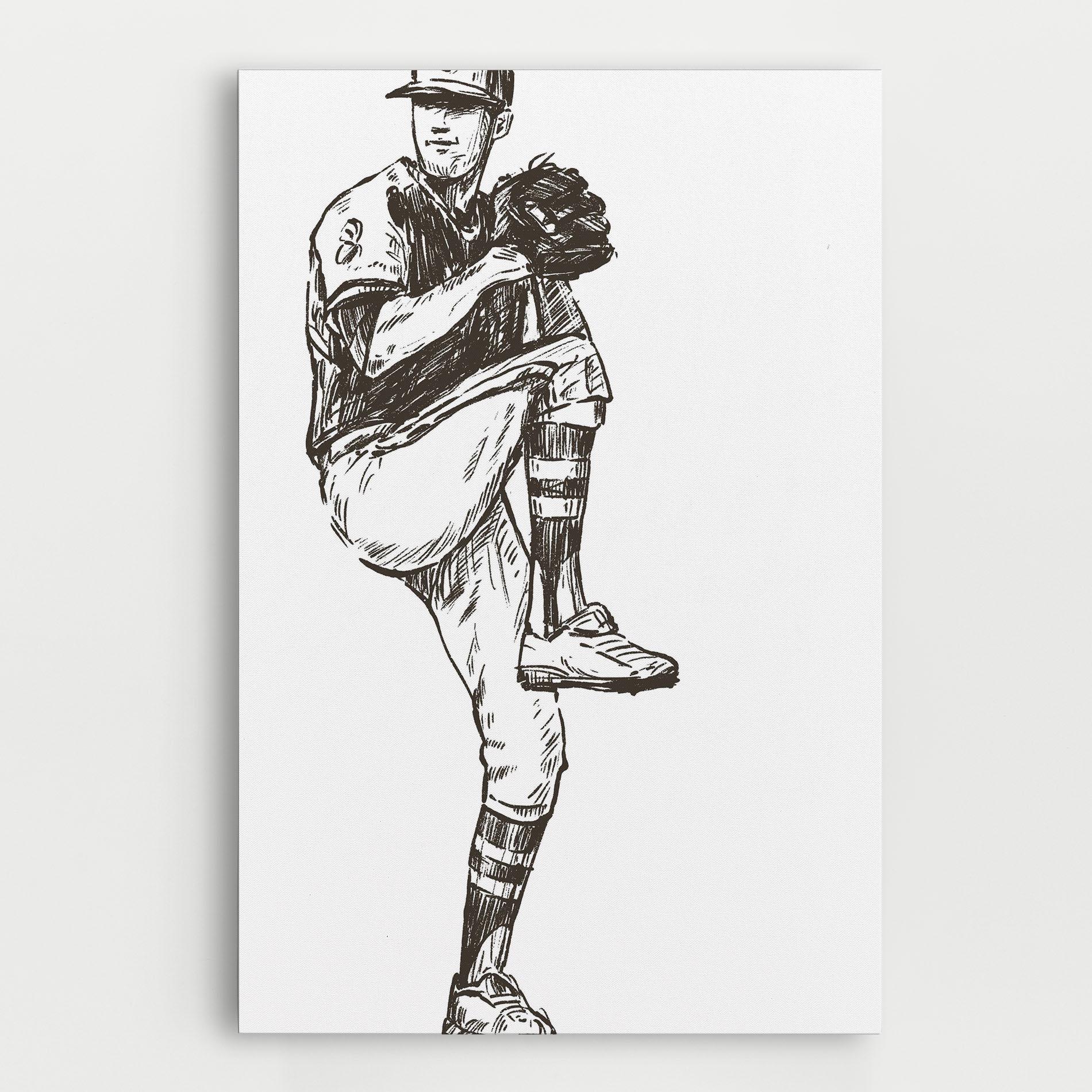 Leinwandbild Baseball Player Line mockup 0