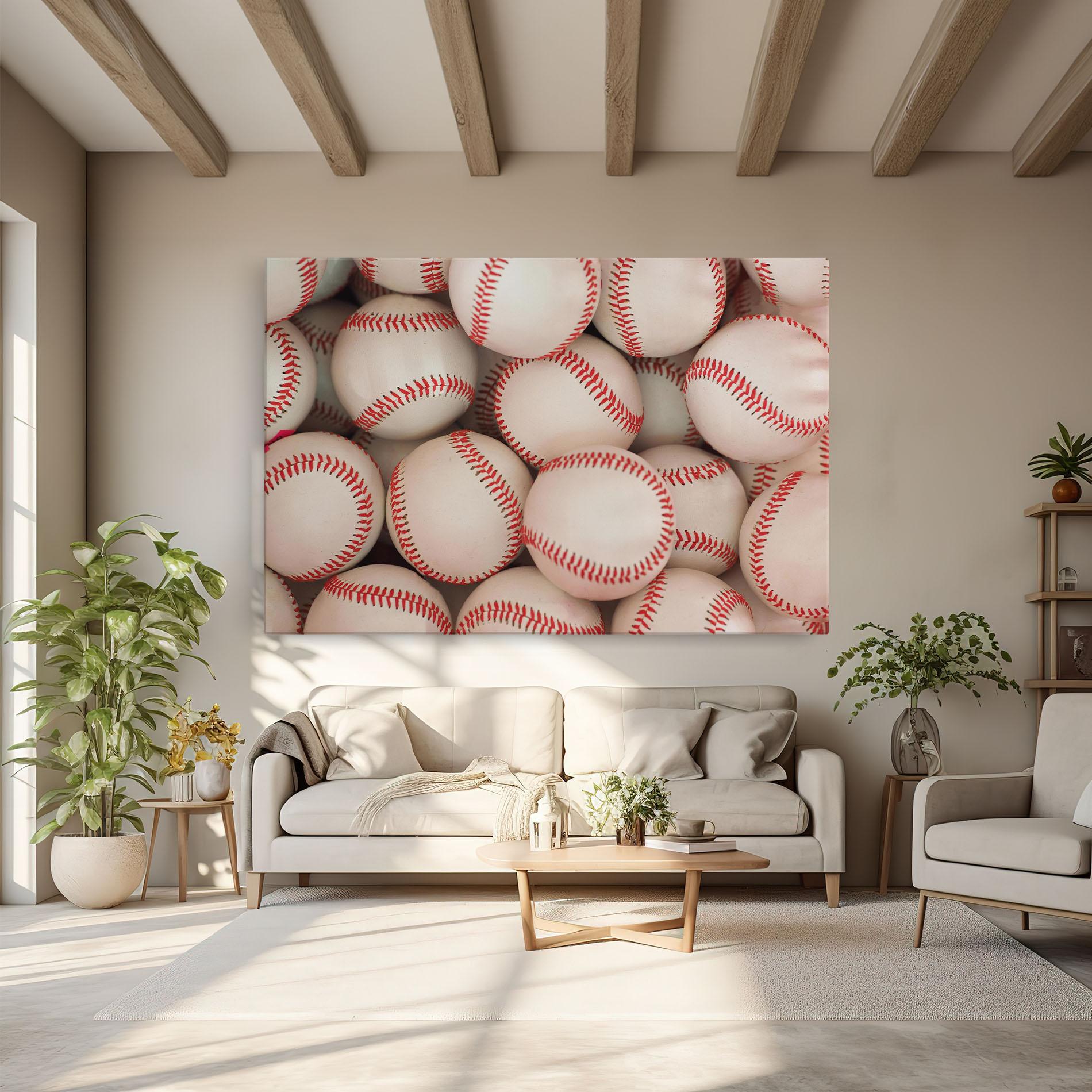 Leinwandbild Baseball Balls Stack mockup 6