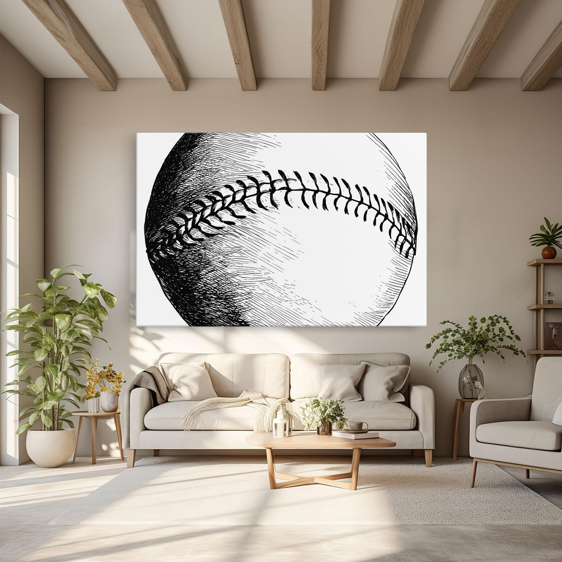 Leinwandbild Baseball Black Line mockup 6