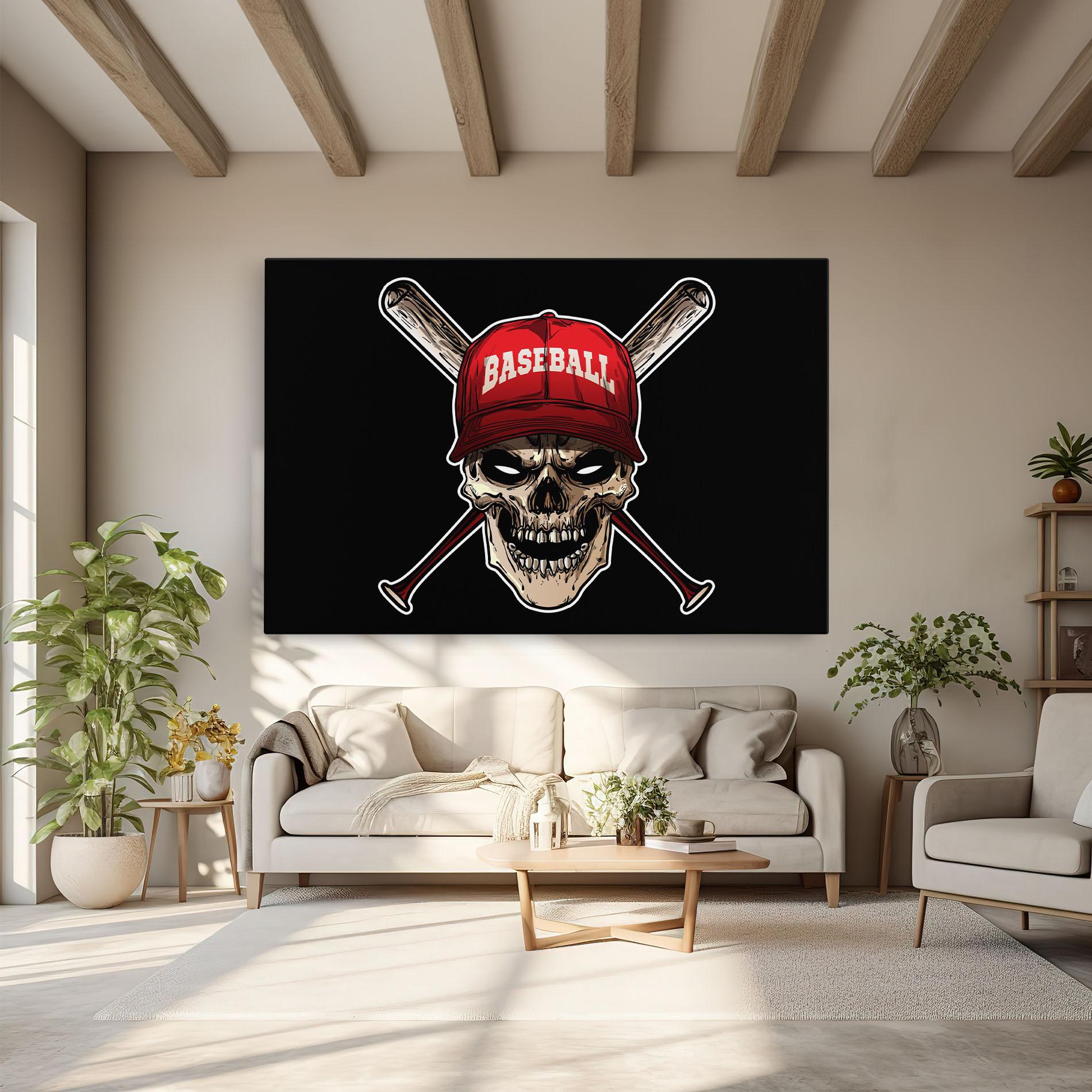 Leinwandbild Baseball Skull mockup 6