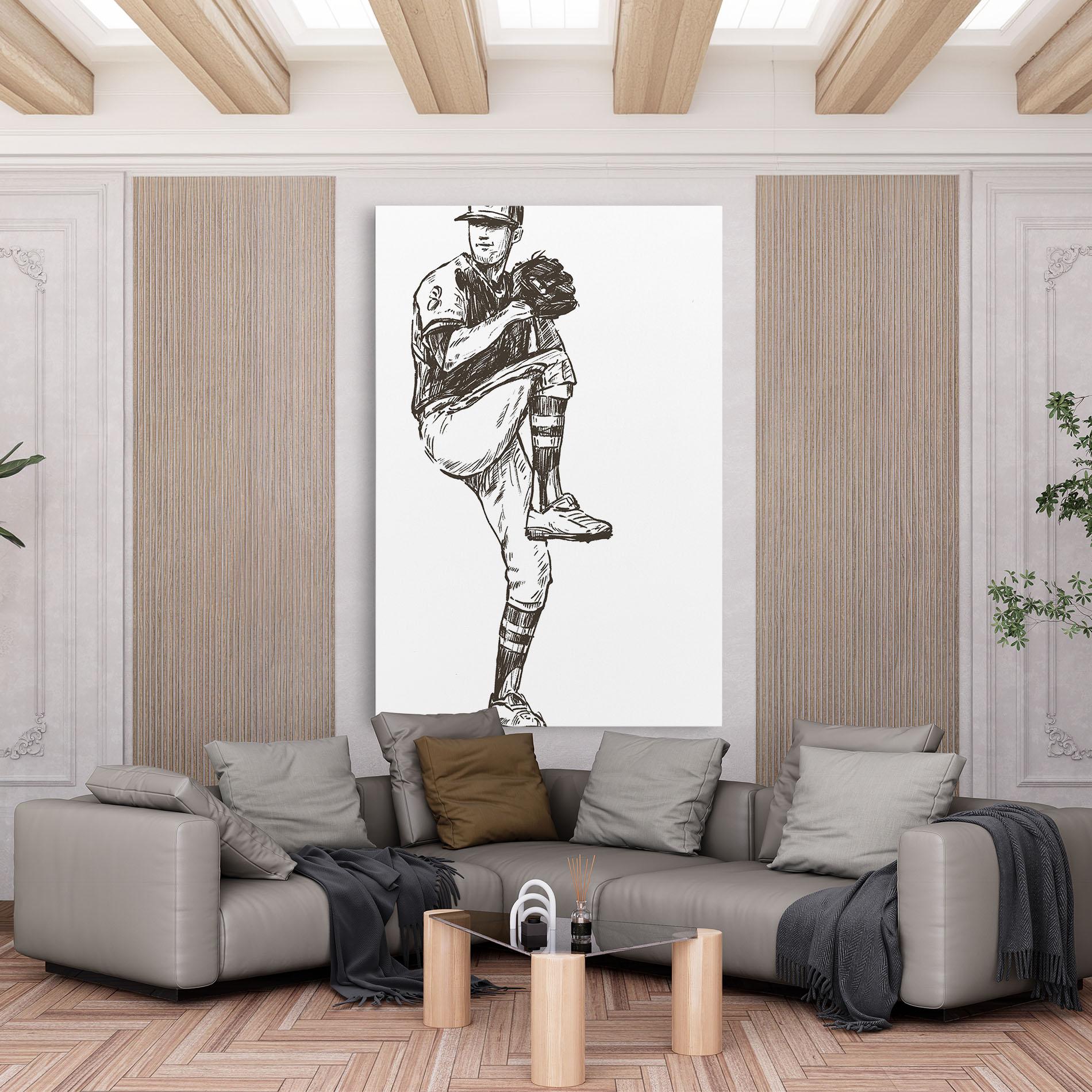 Leinwandbild Baseball Player Line mockup 6