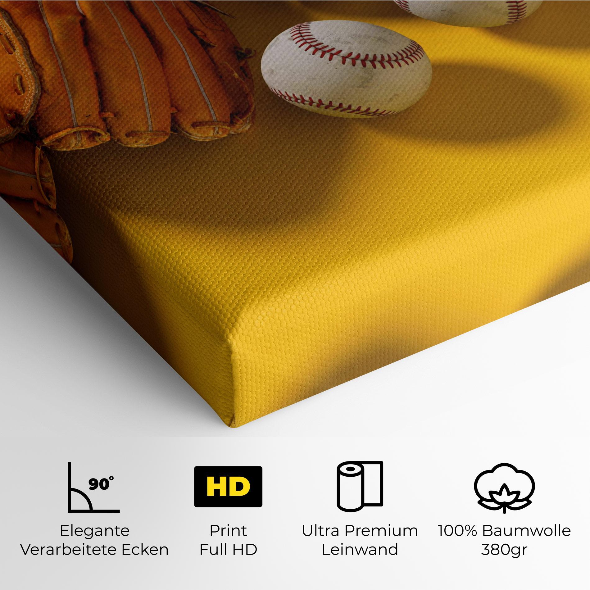 Leinwandbild Baseball Set On Yellow mockup 4
