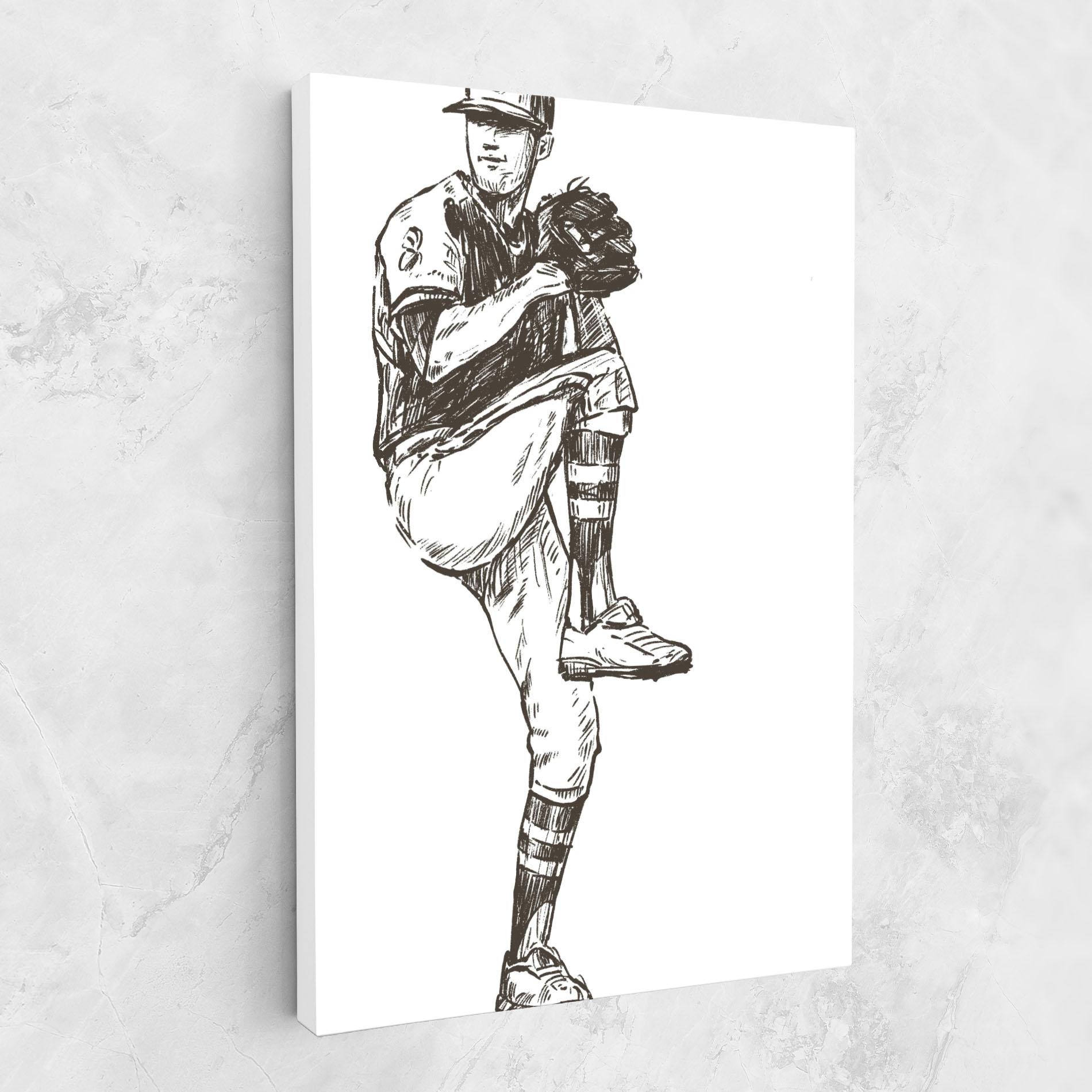 Leinwandbild Baseball Player Line mockup 1