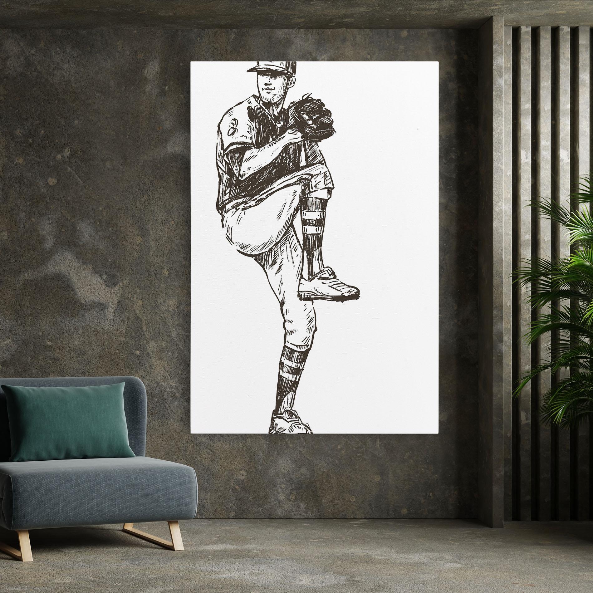 Leinwandbild Baseball Player Line mockup 7