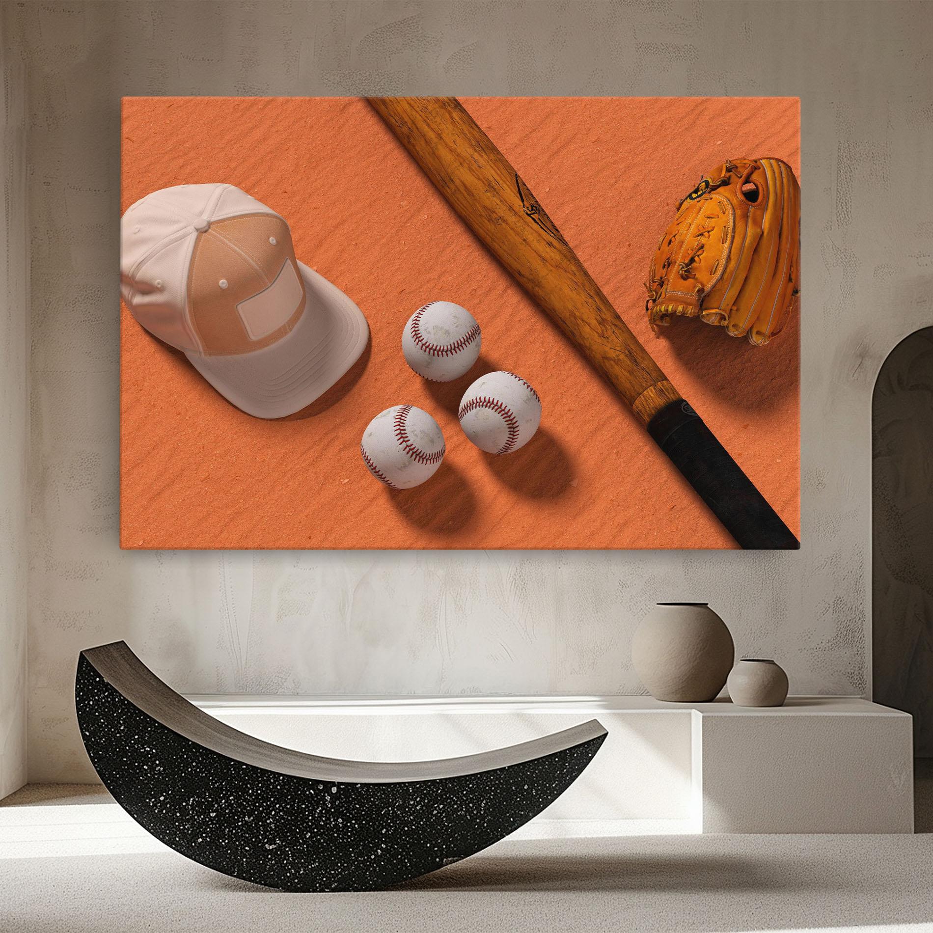 Leinwandbild Baseball Set On Orange mockup 8