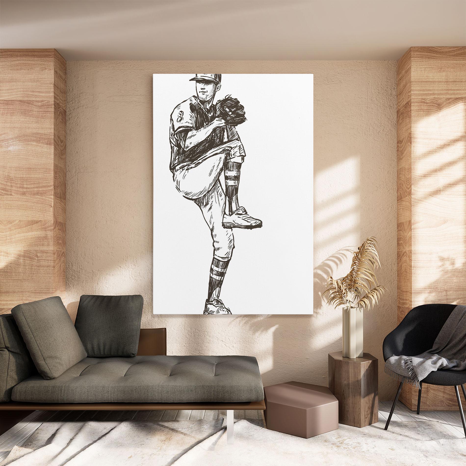 Leinwandbild Baseball Player Line mockup 8