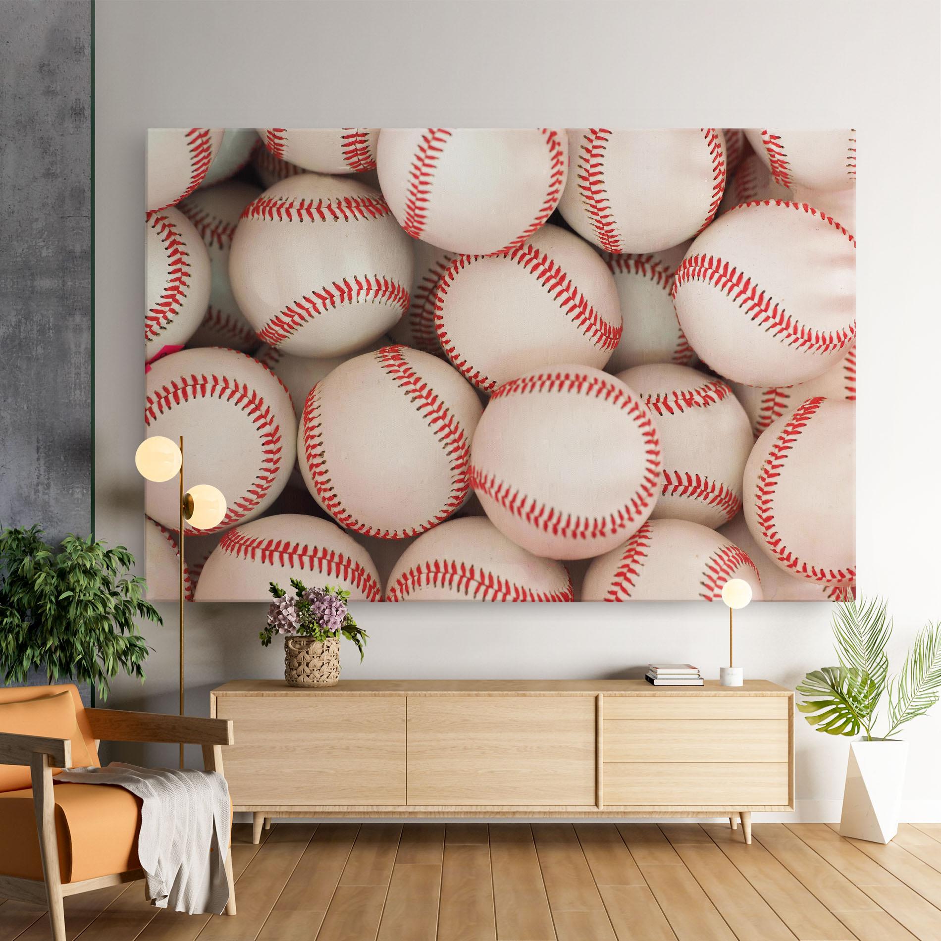 Leinwandbild Baseball Balls Stack mockup 9