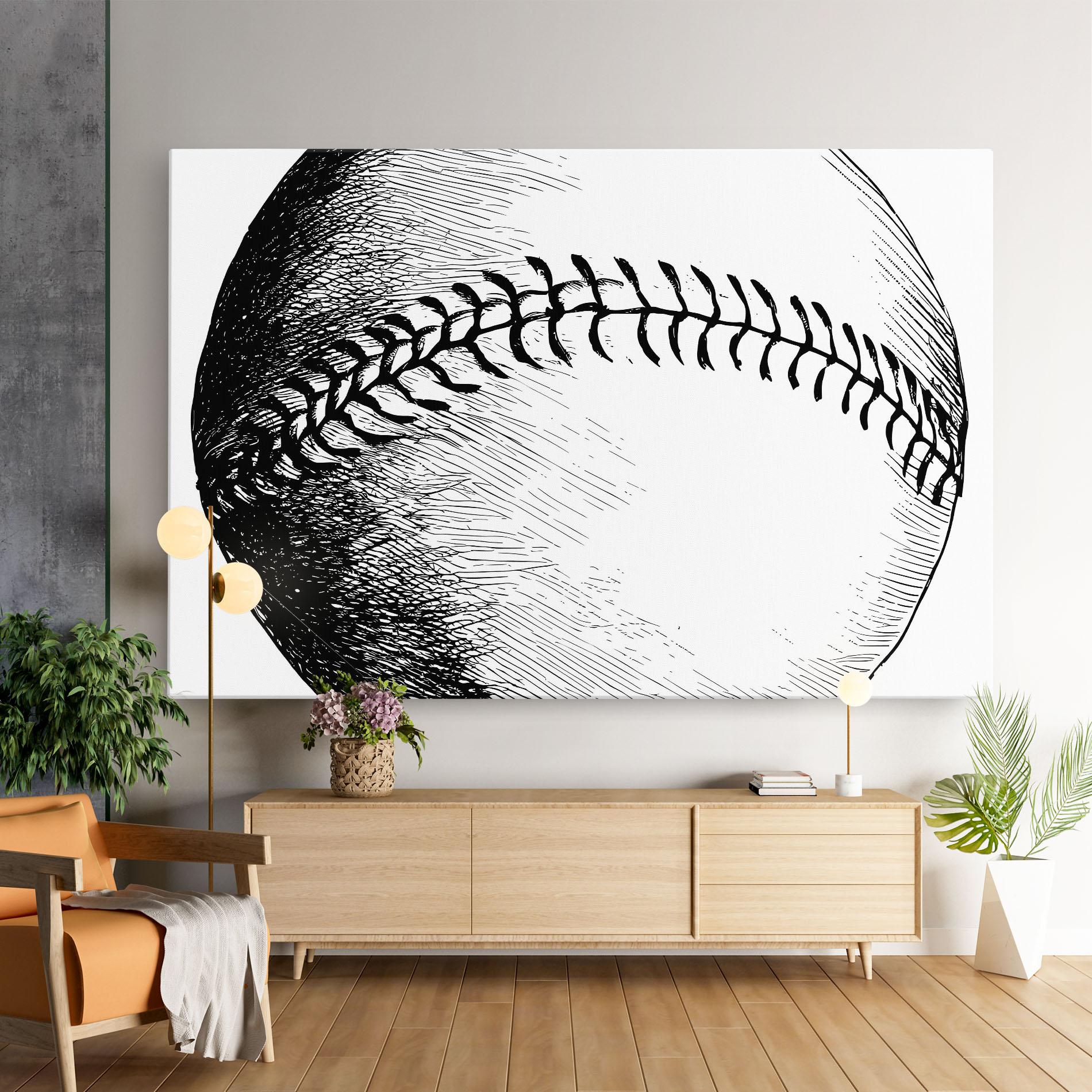 Leinwandbild Baseball Black Line mockup 9