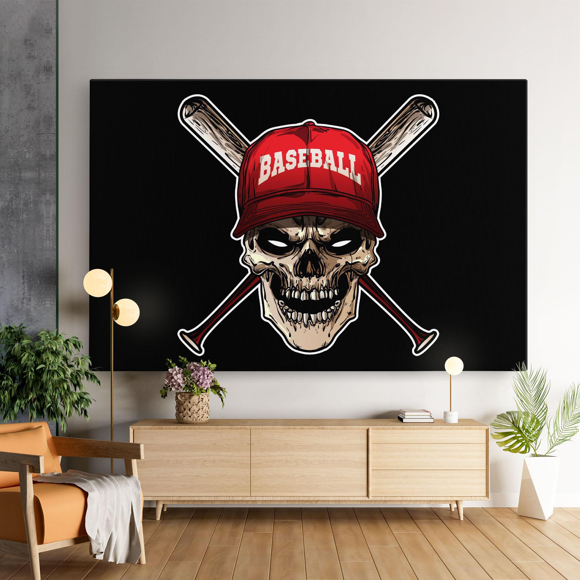 Leinwandbild Baseball Skull mockup 9
