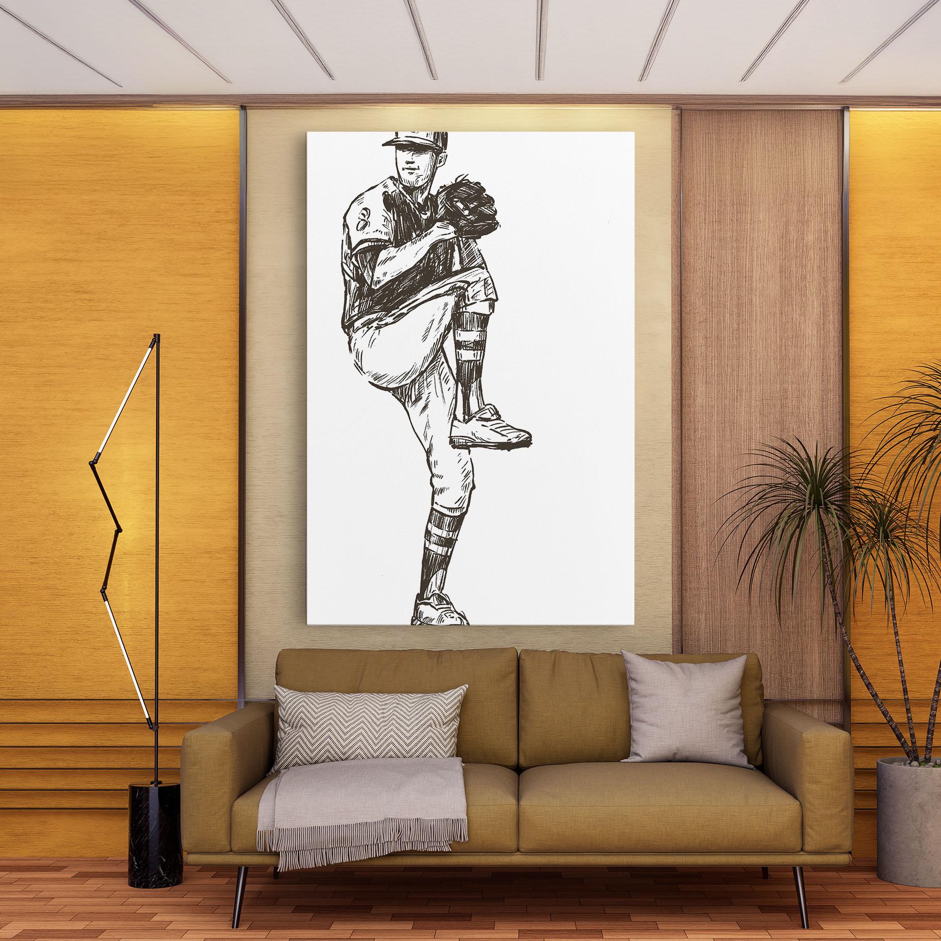 Leinwandbild Baseball Player Line mockup 9