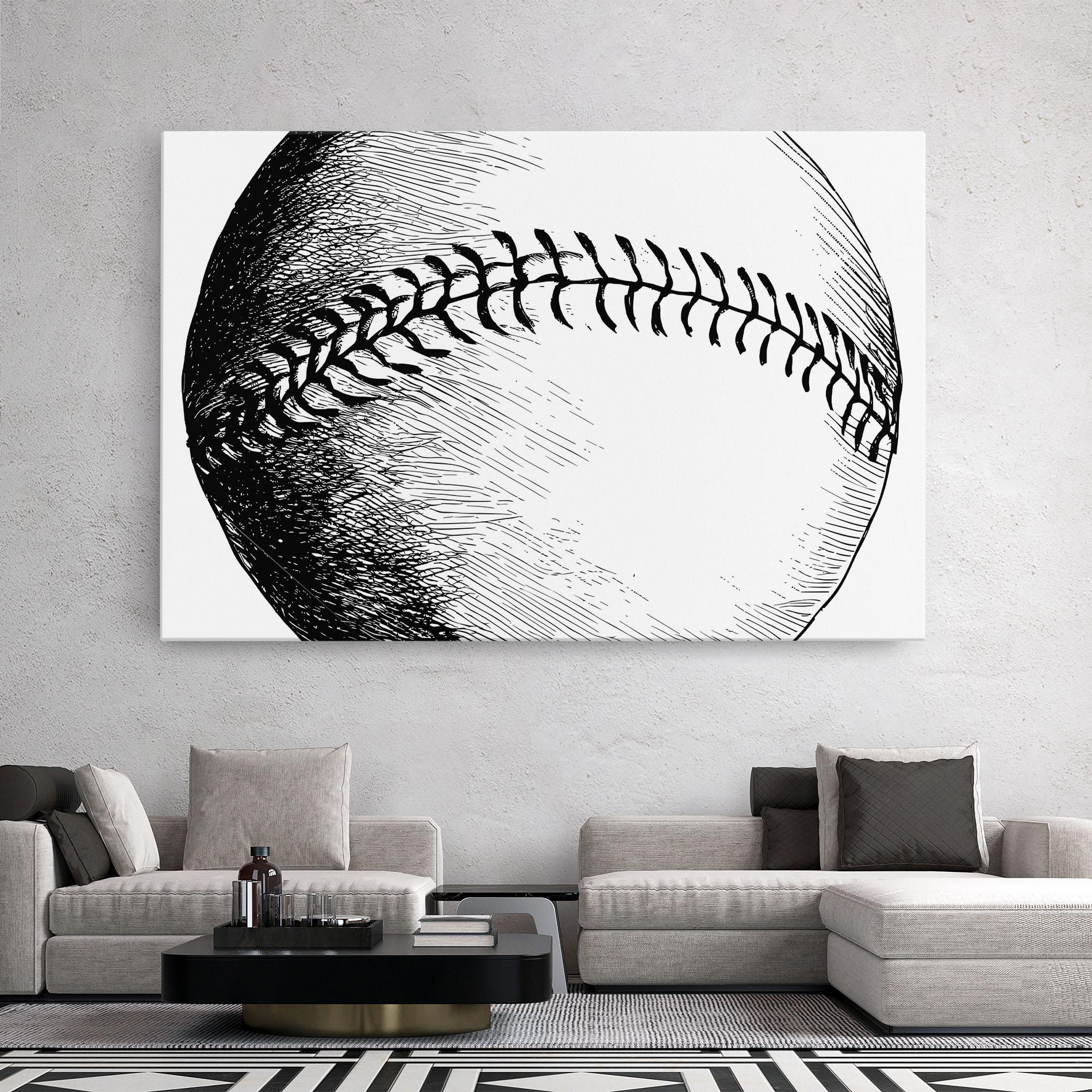 Leinwandbild Baseball Black Line mockup 2