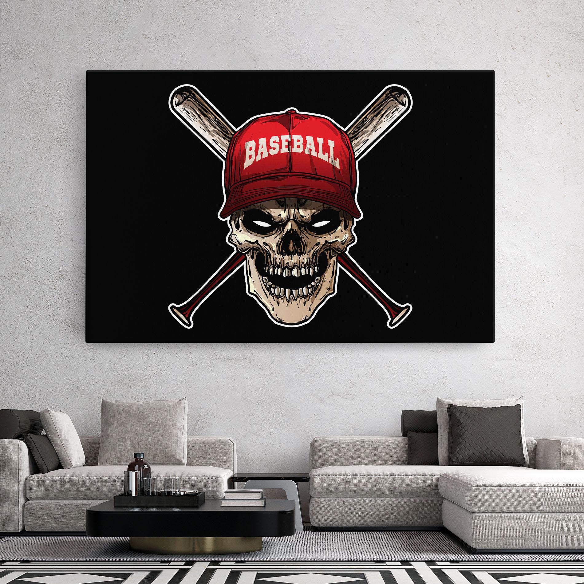 Leinwandbild Baseball Skull mockup 2