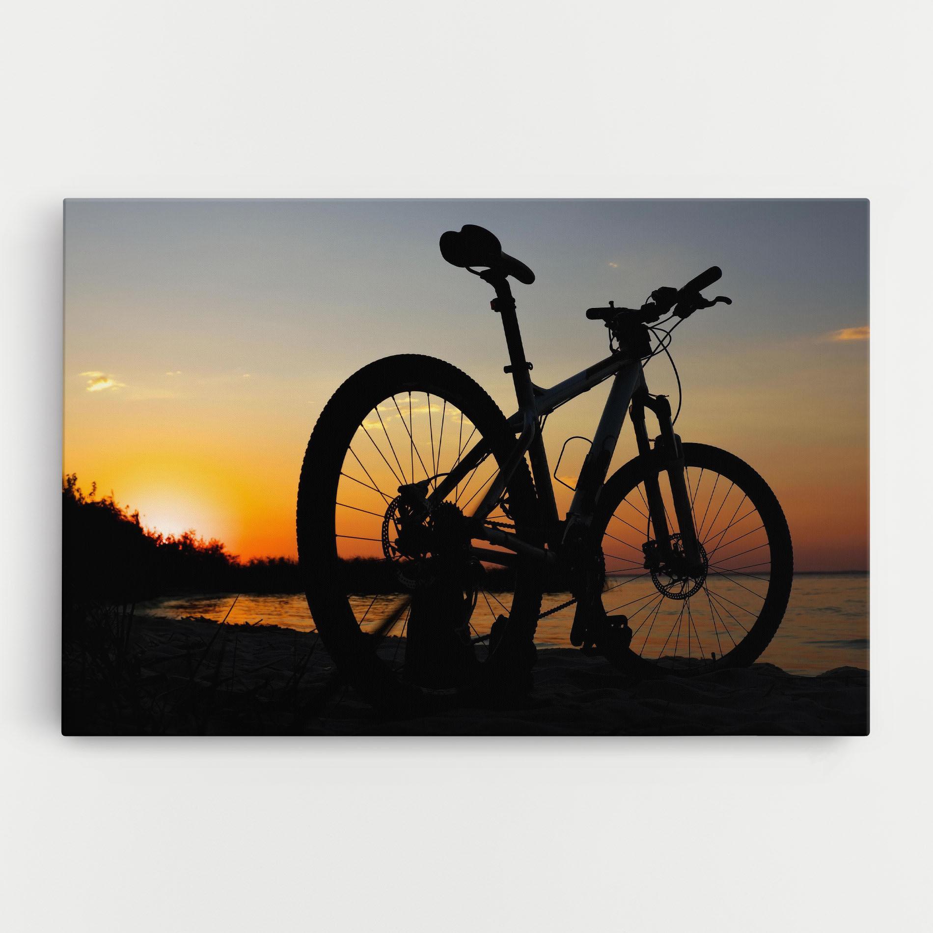 Leinwandbild Beach Bike Silhouette mockup 0