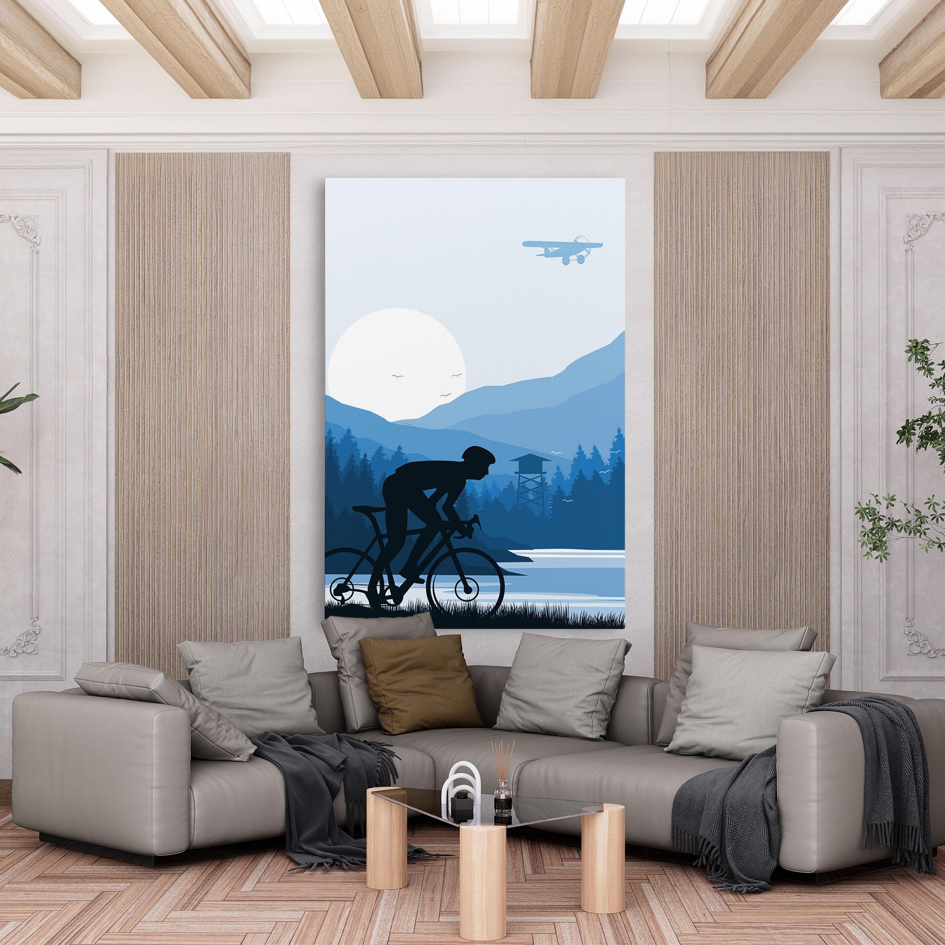 Leinwandbild Blue Light Bike mockup 6