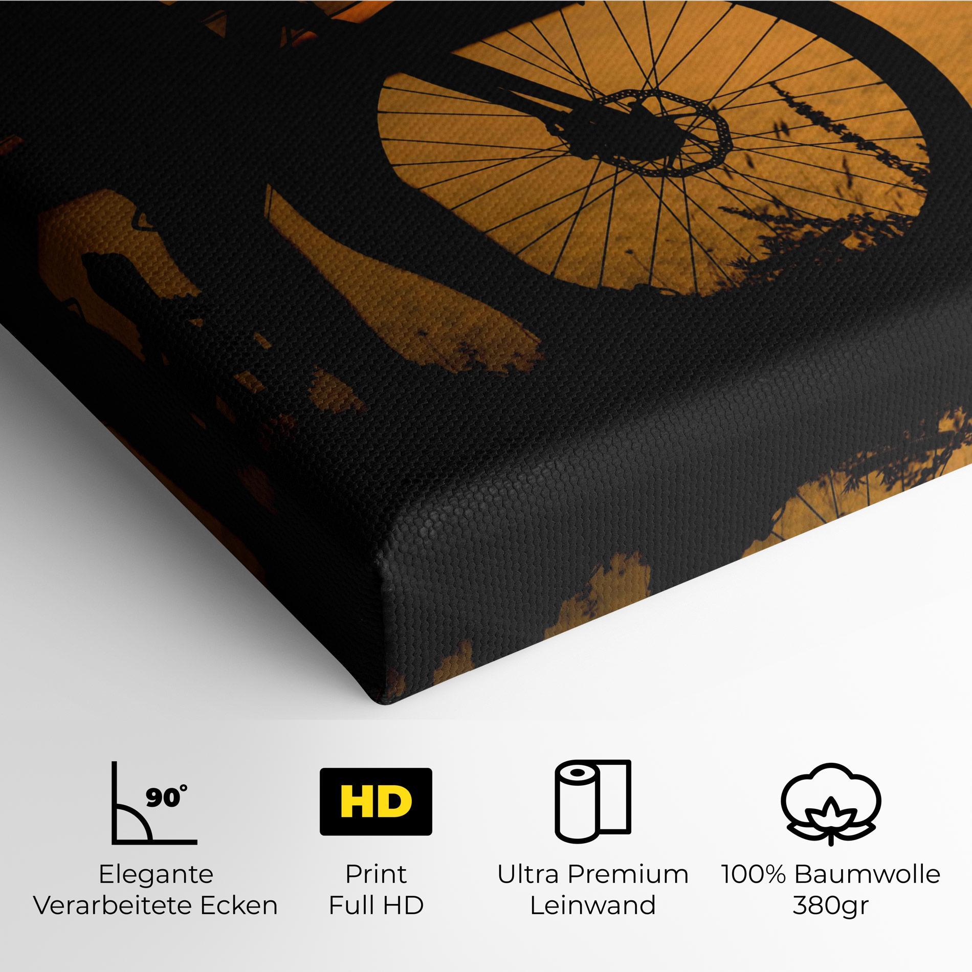 Leinwandbild Bicycle Sunset Silhouette mockup 4