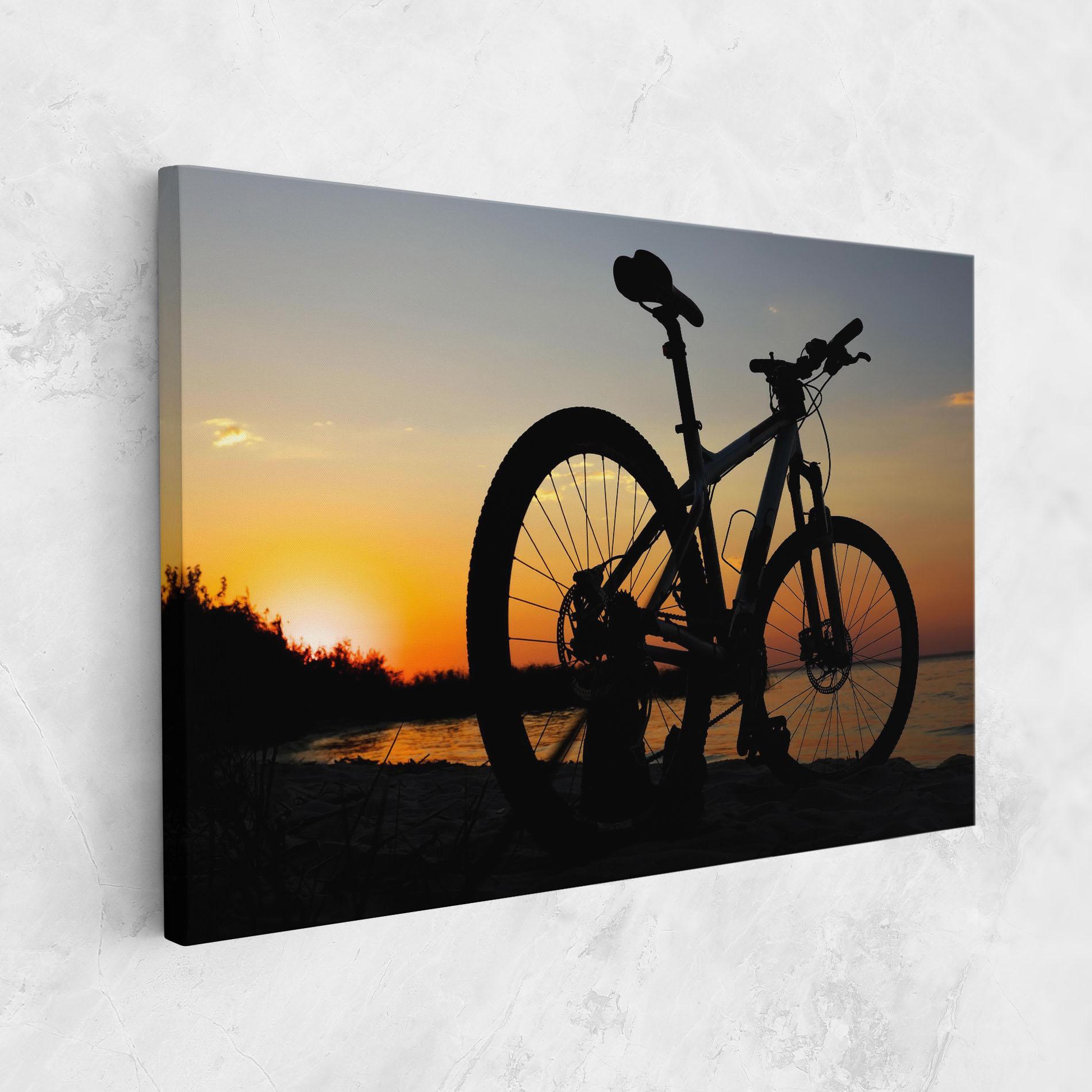 Leinwandbild Beach Bike Silhouette mockup 1