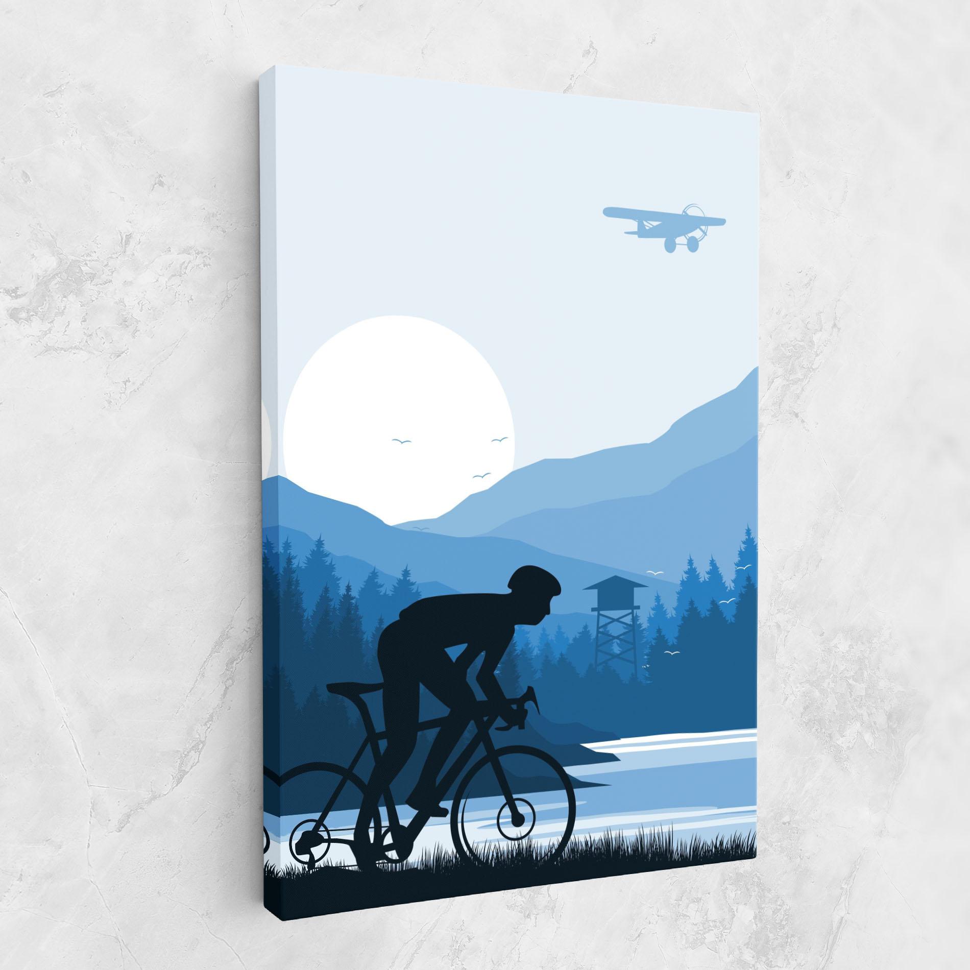 Leinwandbild Blue Light Bike mockup 1