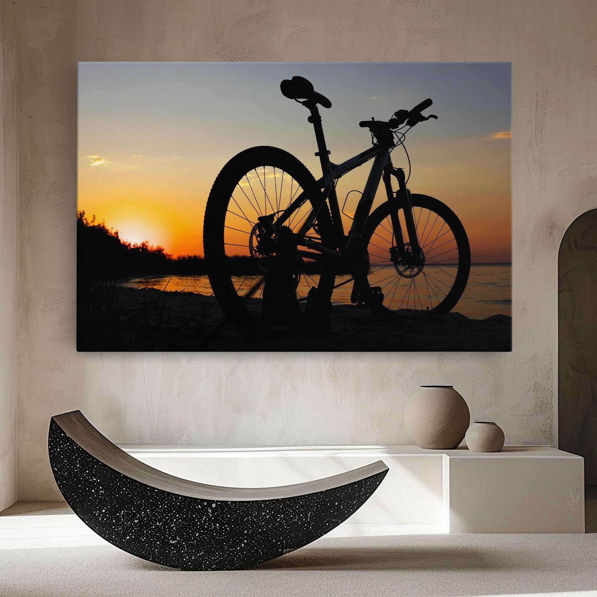 Leinwandbild Beach Bike Silhouette mockup 8