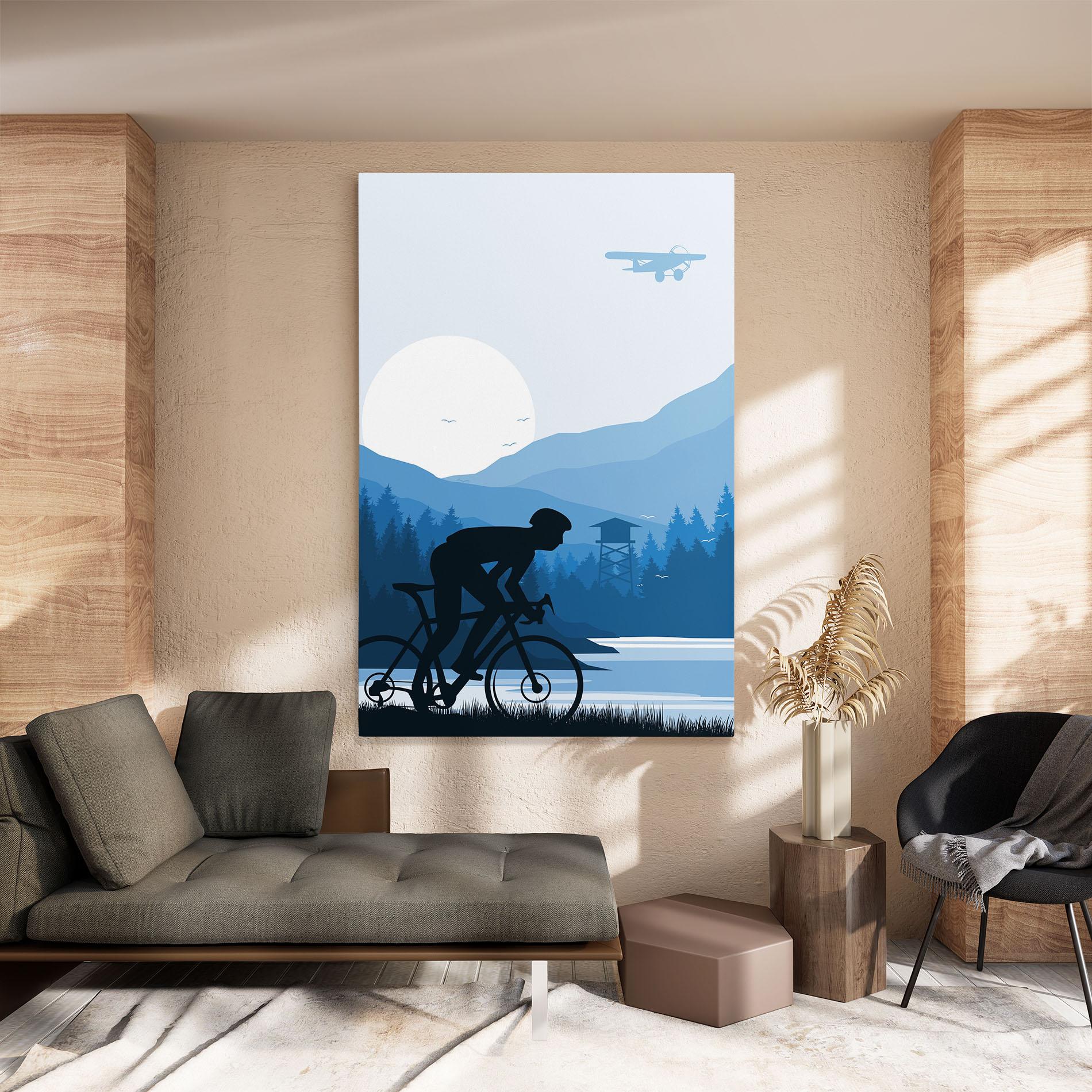Leinwandbild Blue Light Bike mockup 8
