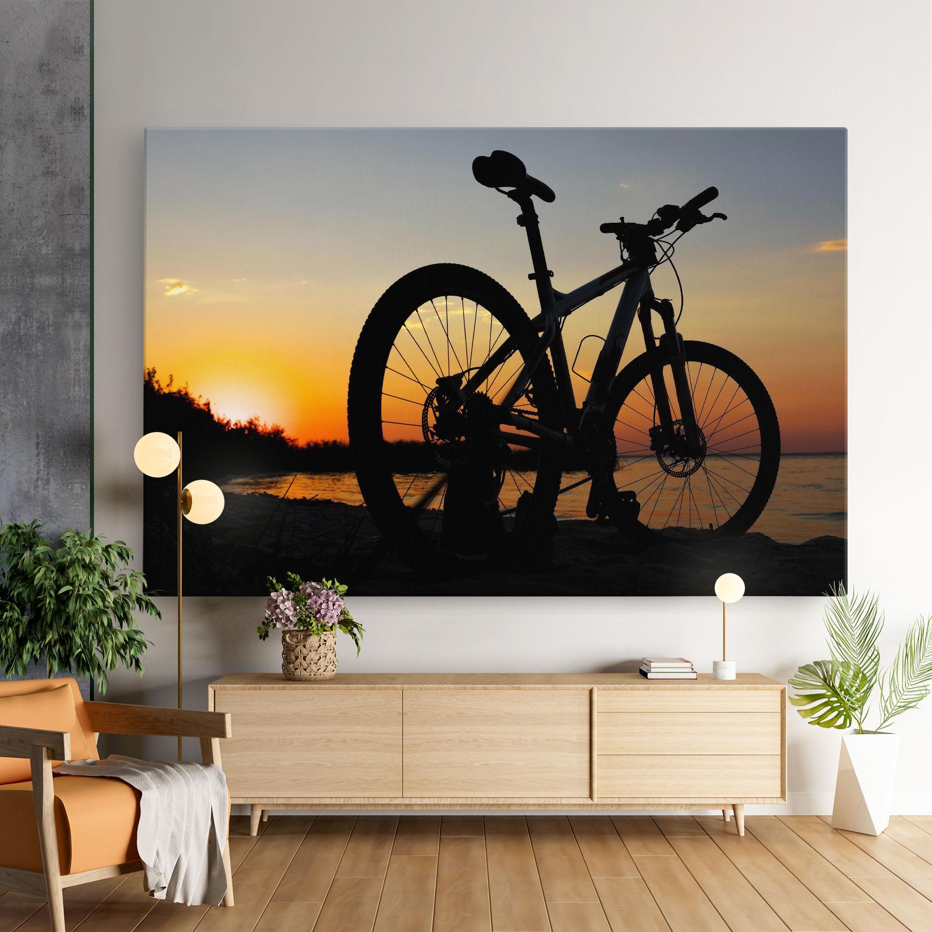 Leinwandbild Beach Bike Silhouette mockup 9