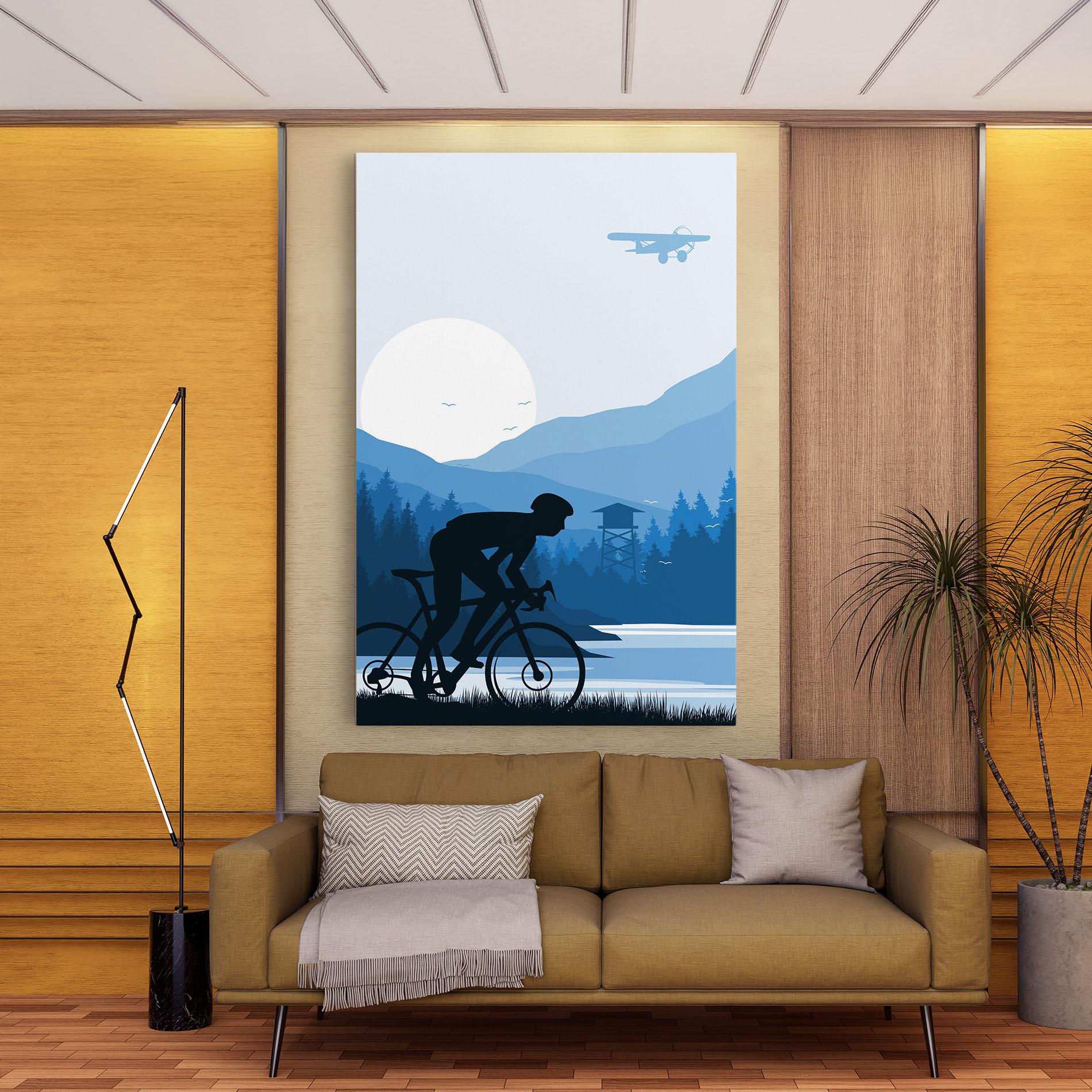 Leinwandbild Blue Light Bike mockup 9