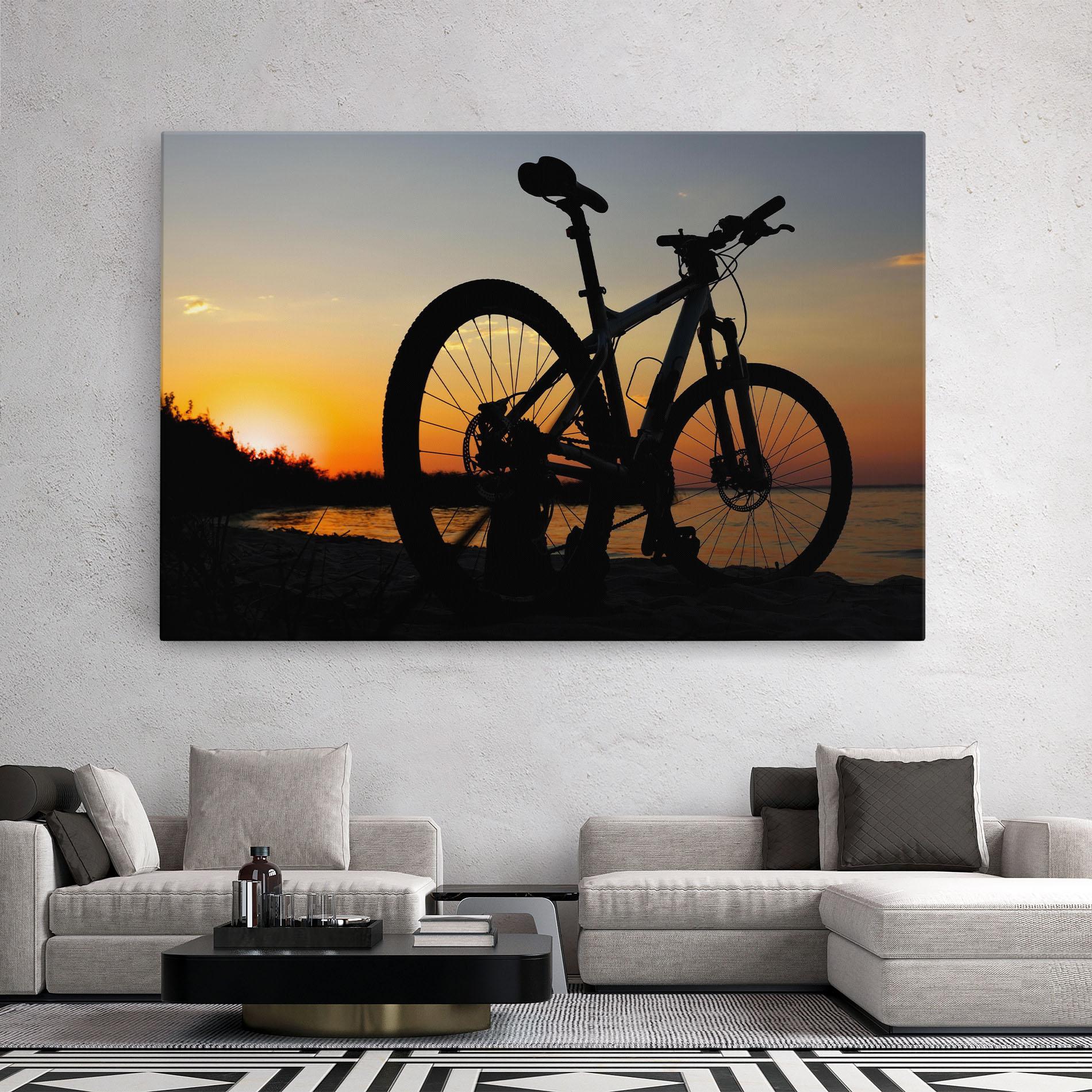 Leinwandbild Beach Bike Silhouette mockup 2