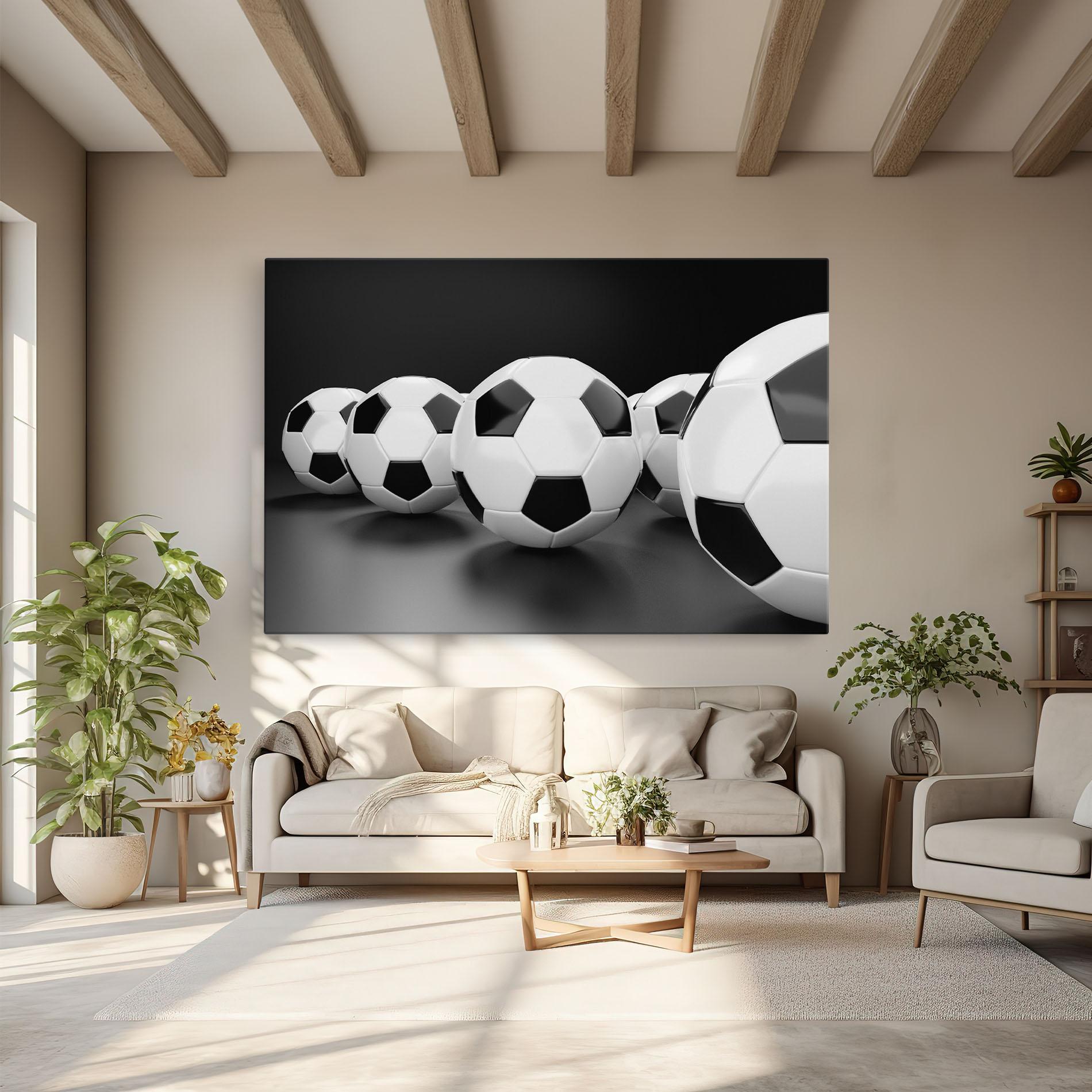 Leinwandbild Black White Football mockup 6