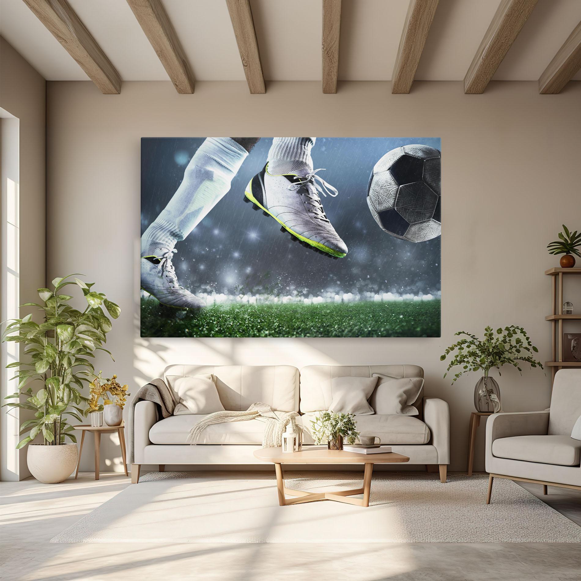 Leinwandbild Close Up Football Scene mockup 6