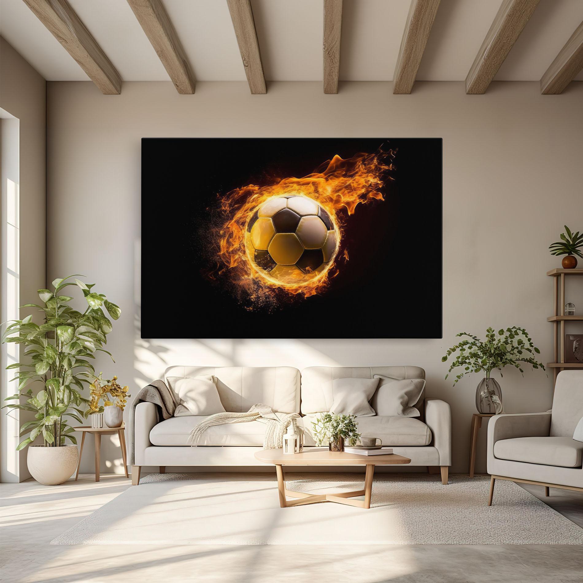 Leinwandbild Fire Football mockup 6