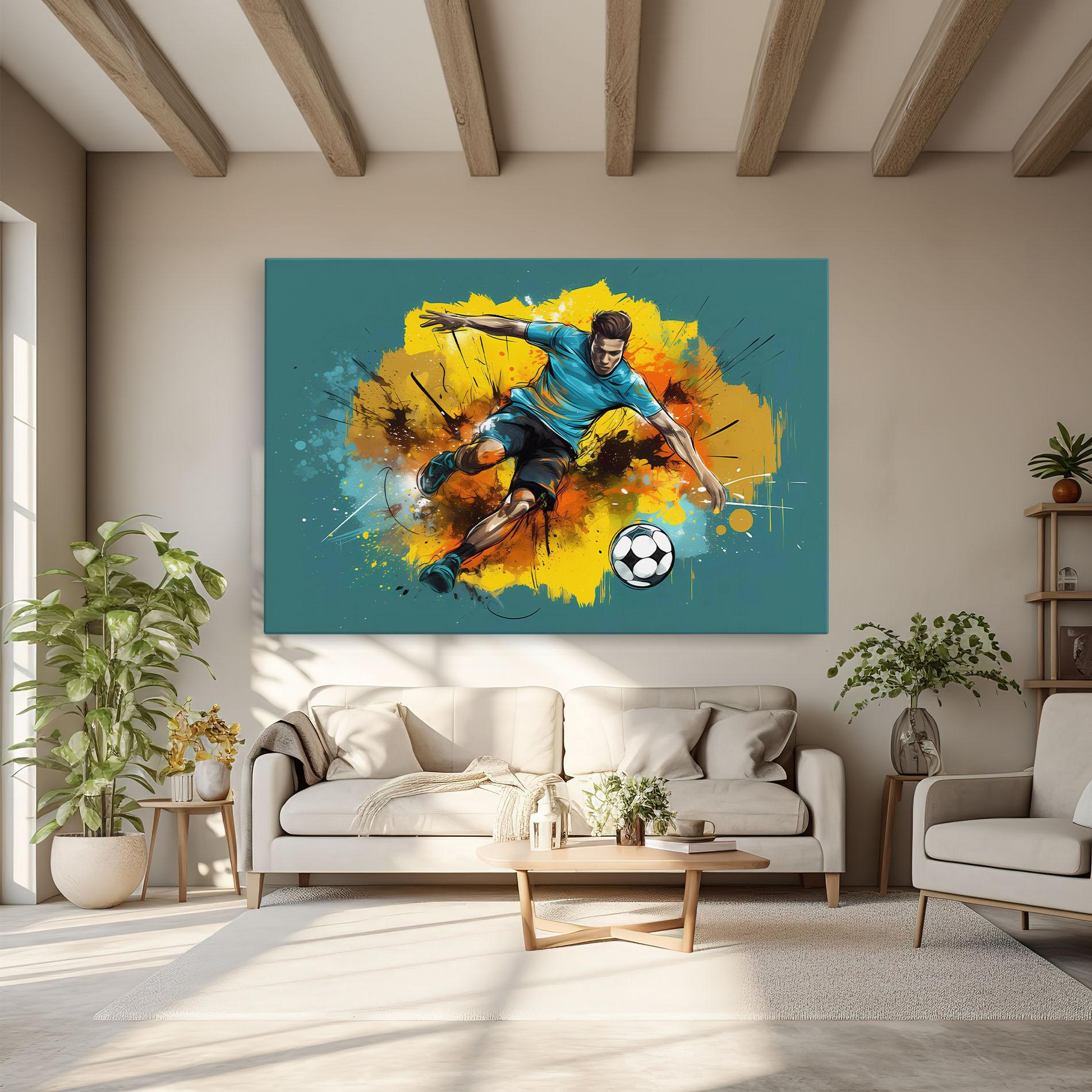Leinwandbild Football Player Painting mockup 6