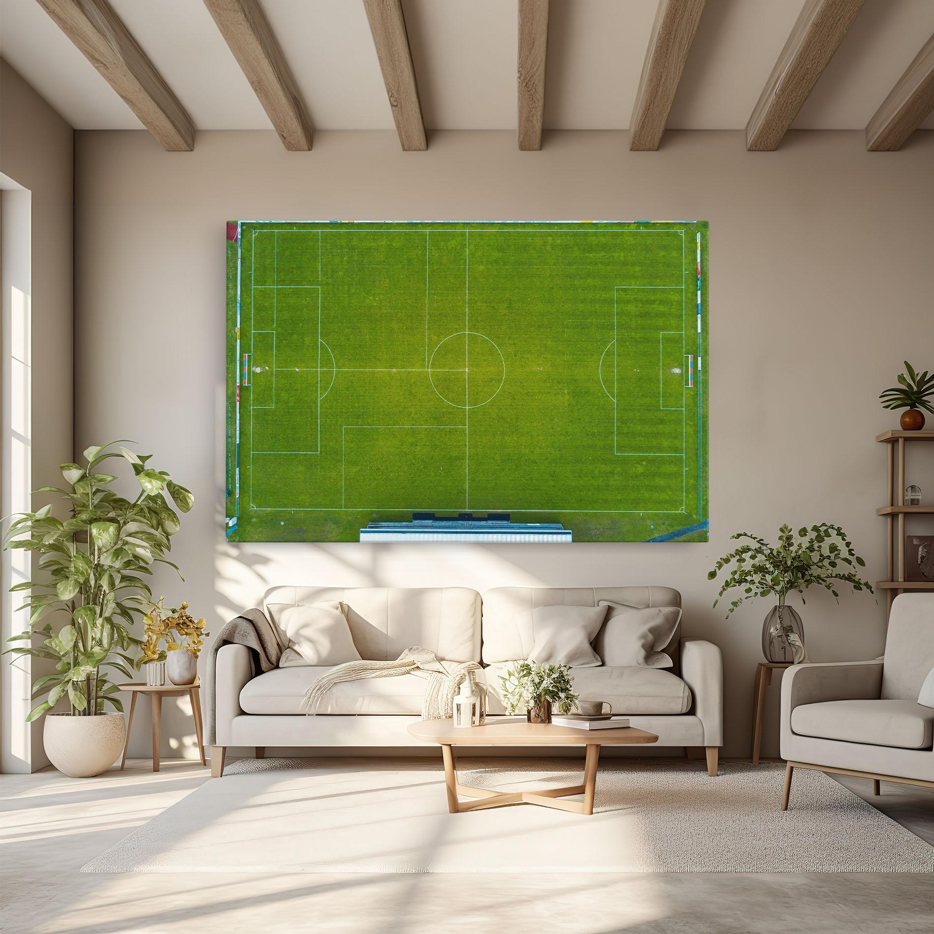 Leinwandbild Green Football Field mockup 6
