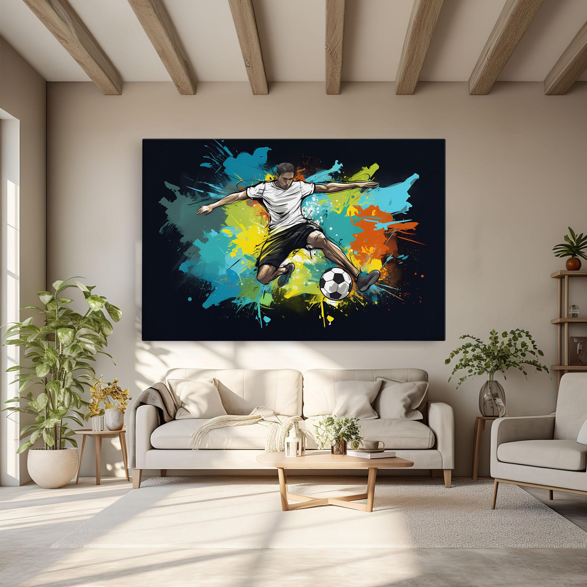 Leinwandbild Green Paint Football Player mockup 6