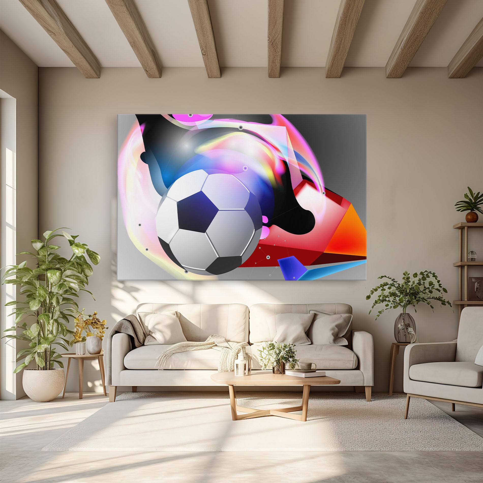 Leinwandbild Pink Blue Football Art mockup 6