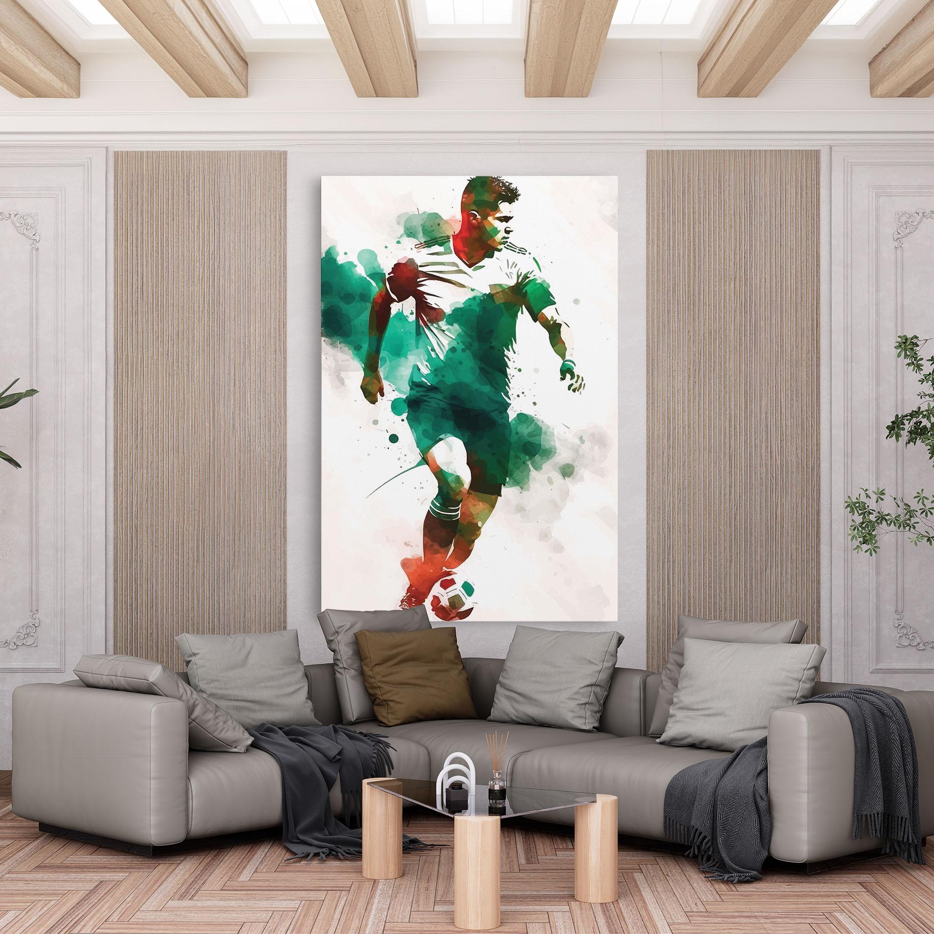 Leinwandbild Green Football mockup 6