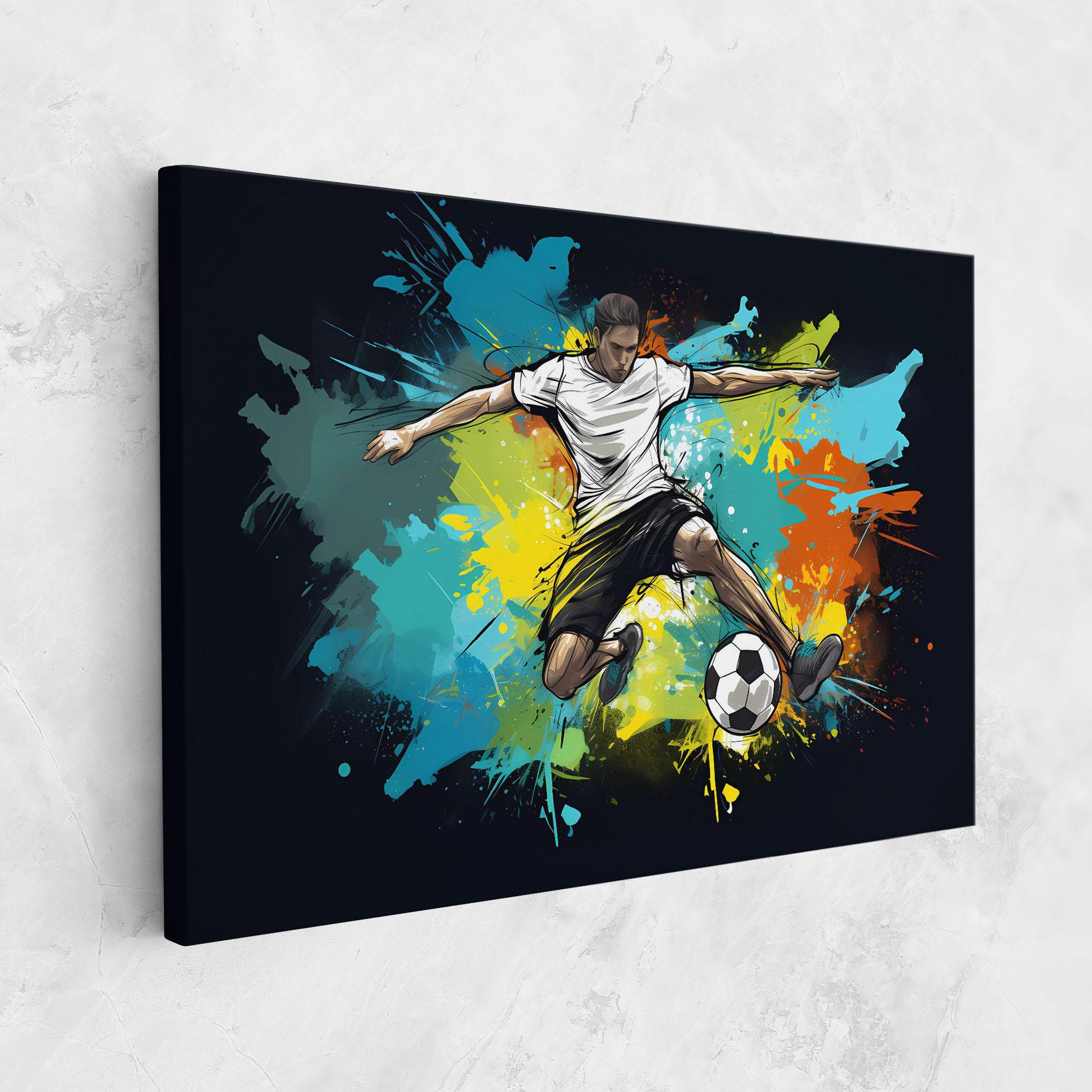 Leinwandbild Green Paint Football Player mockup 1
