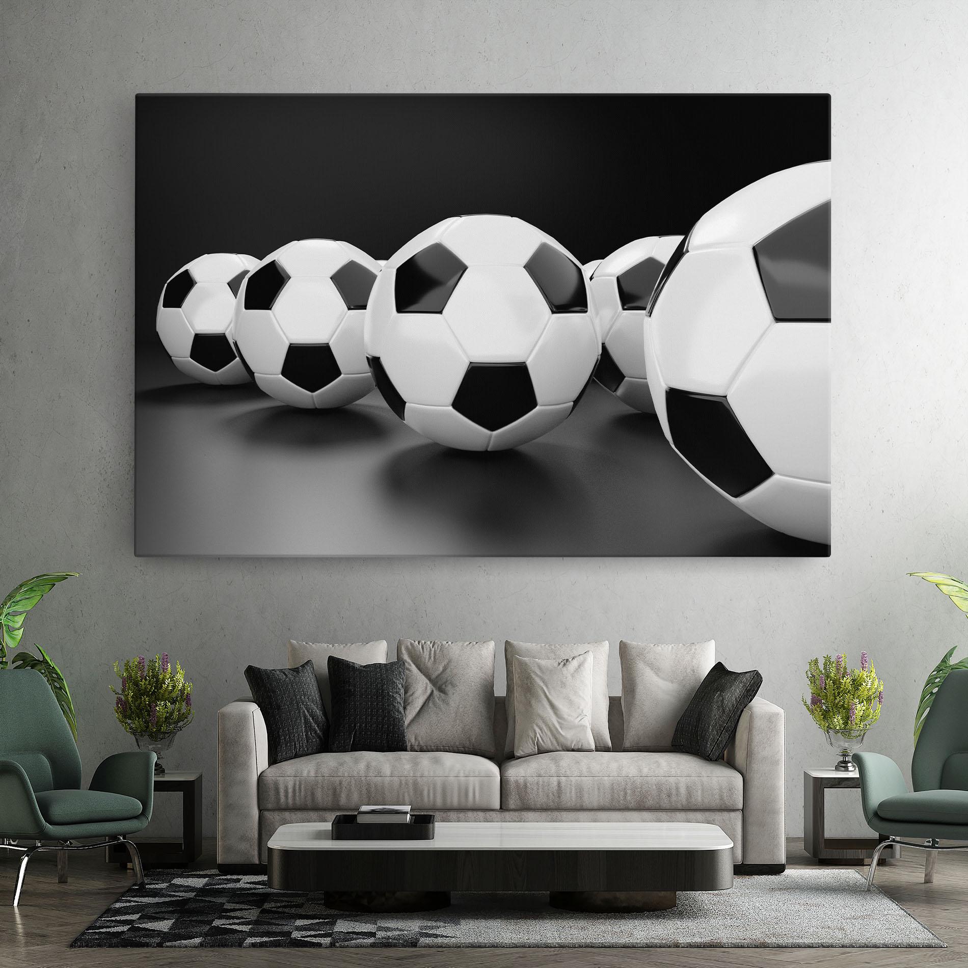 Leinwandbild Black White Football mockup 7
