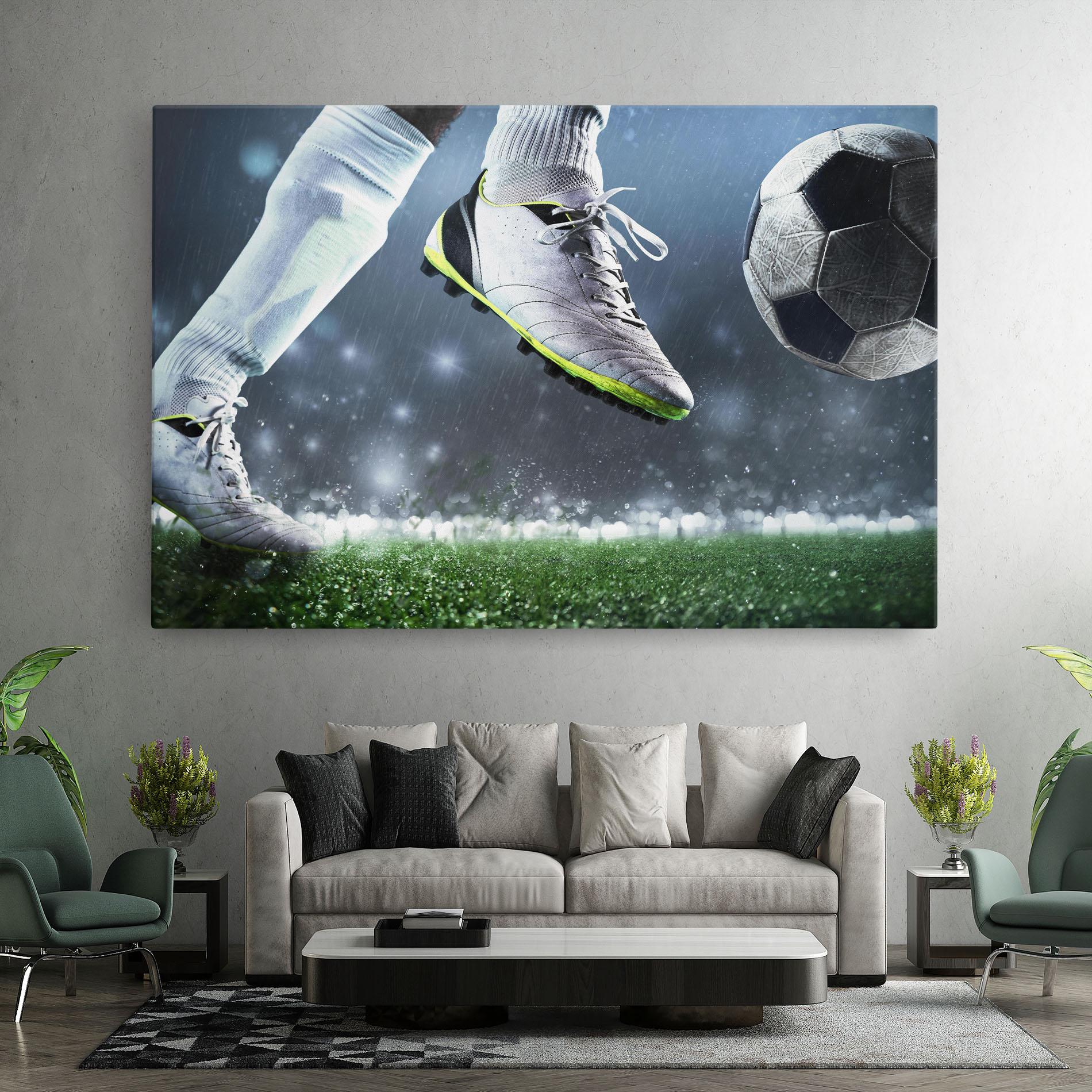 Leinwandbild Close Up Football Scene mockup 7