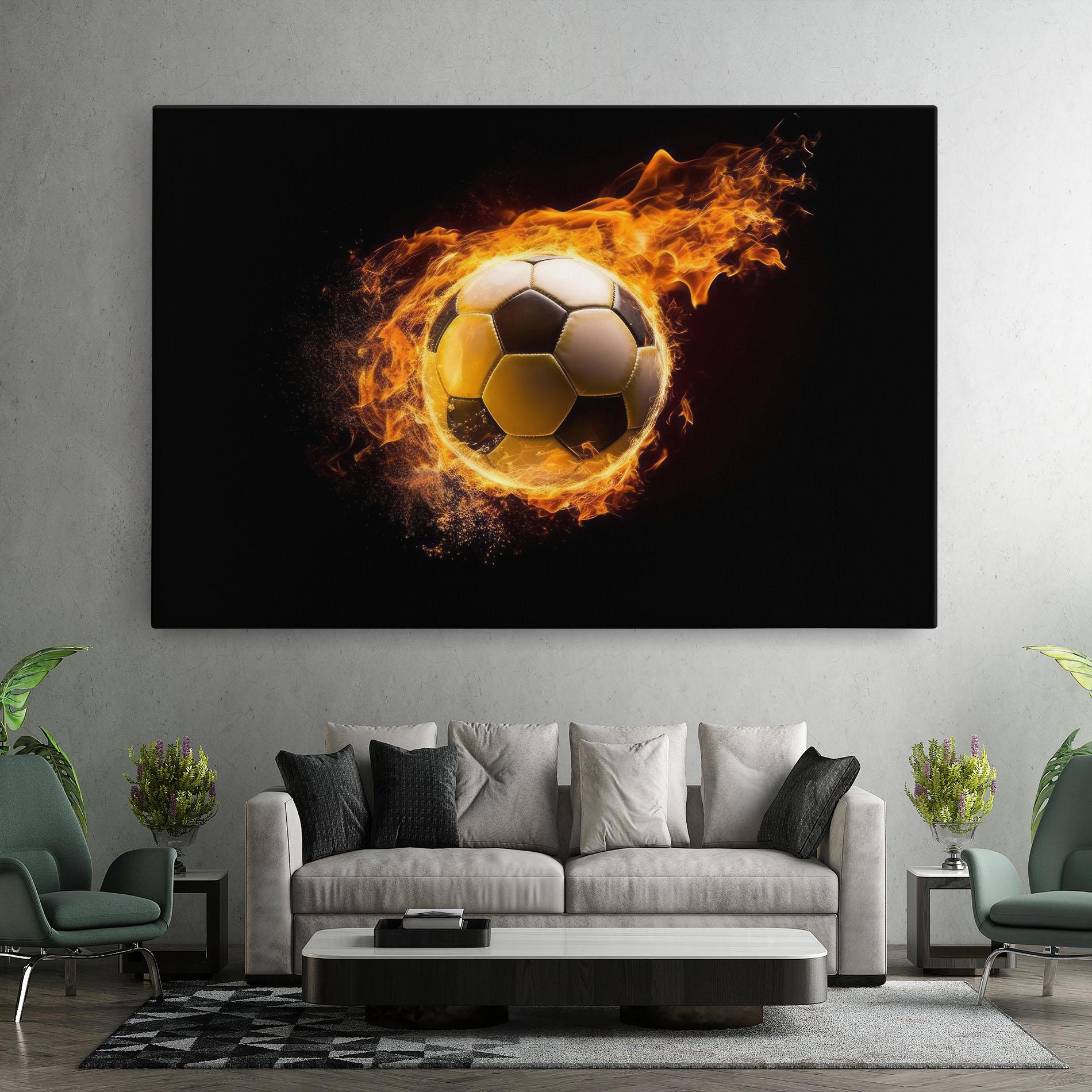 Leinwandbild Fire Football mockup 7
