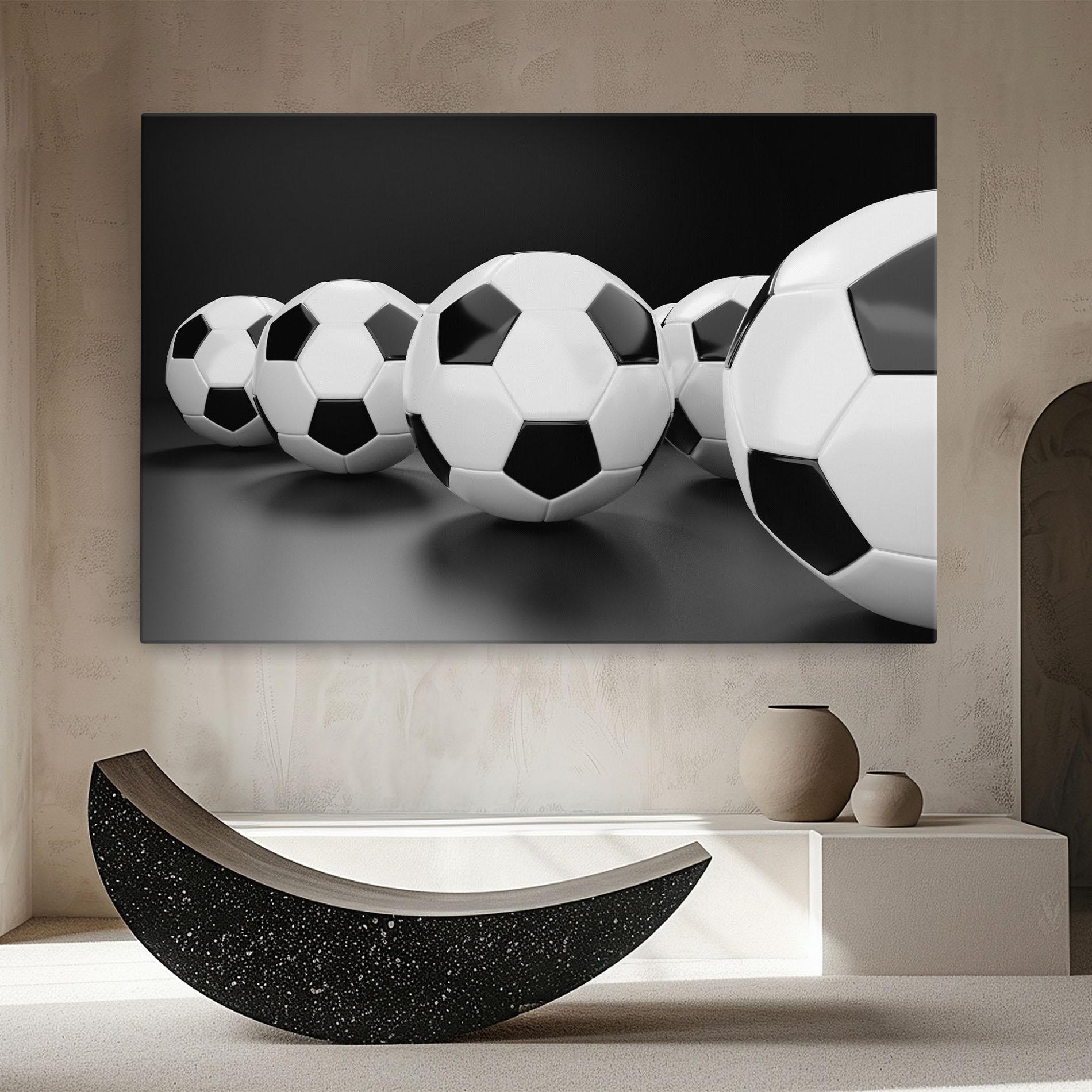 Leinwandbild Black White Football mockup 8
