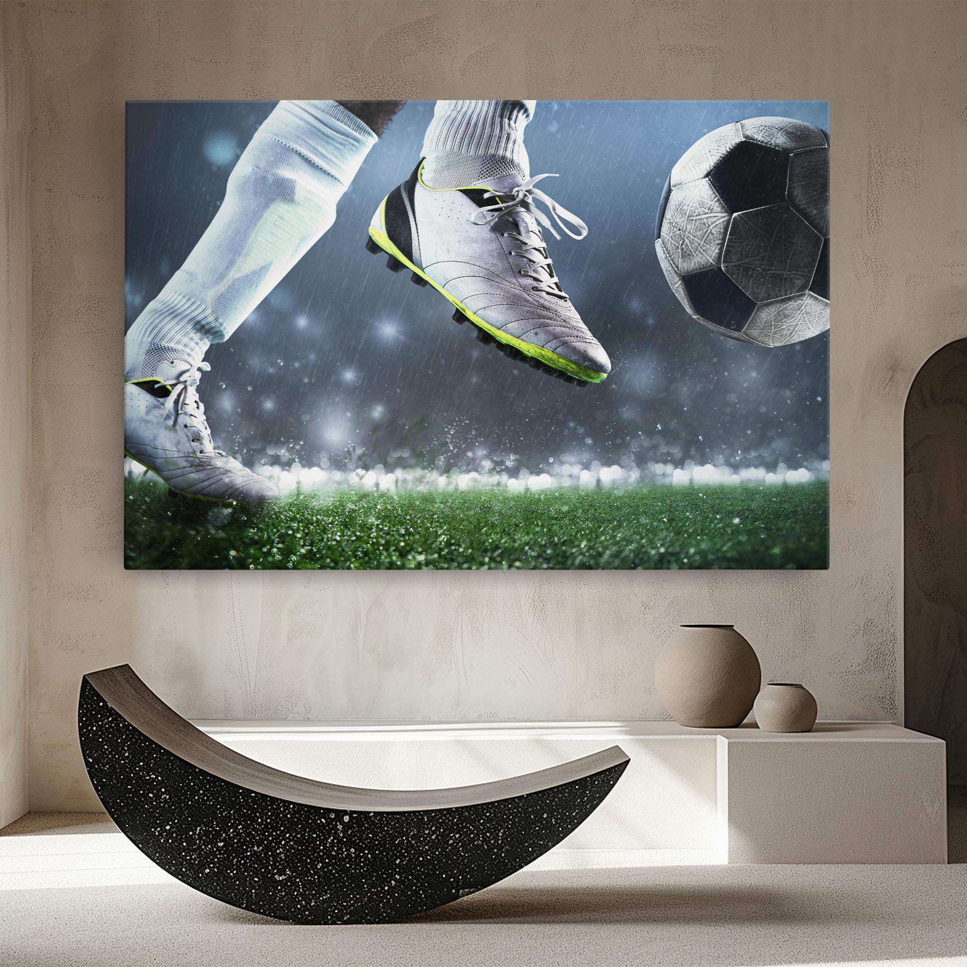 Leinwandbild Close Up Football Scene mockup 8