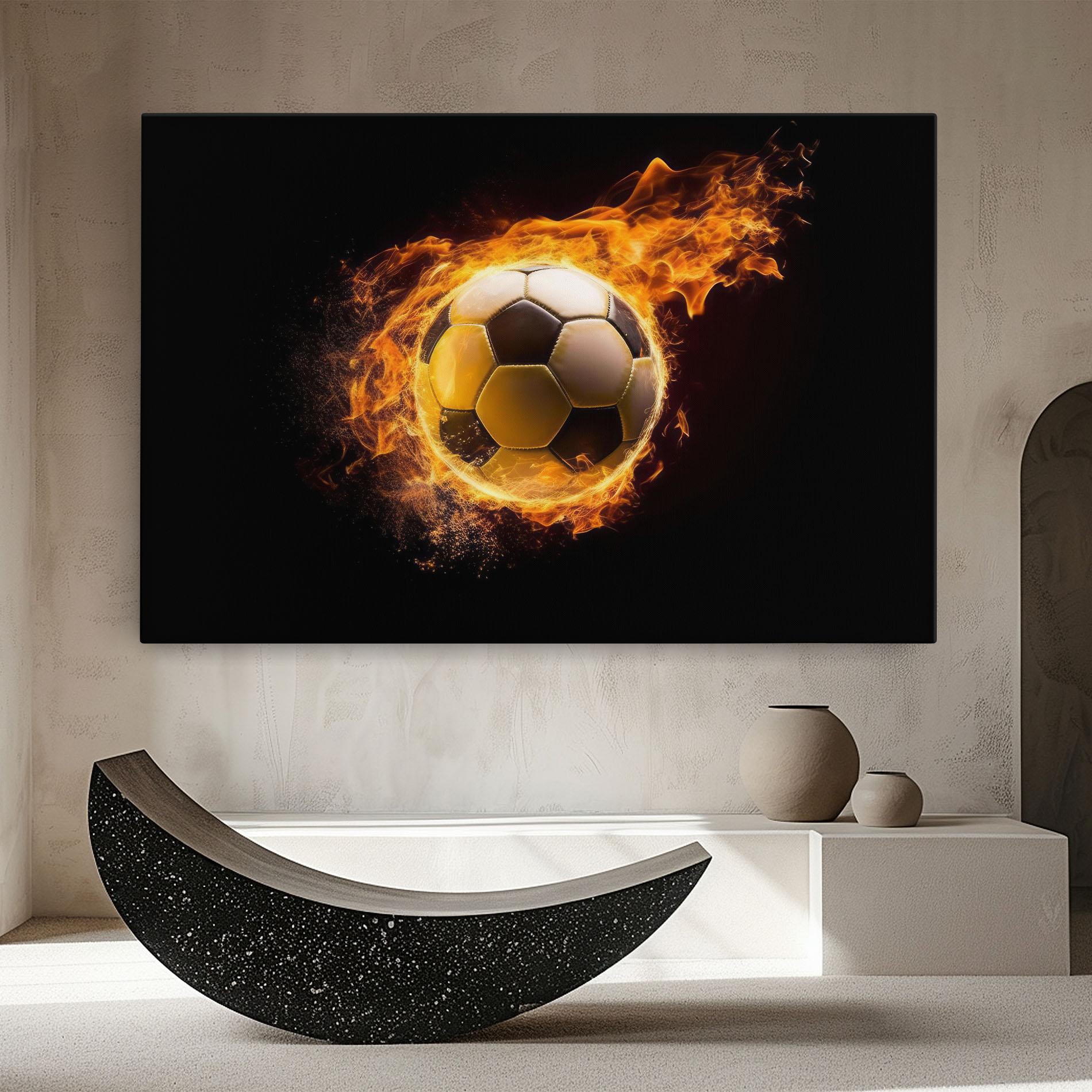 Leinwandbild Fire Football mockup 8