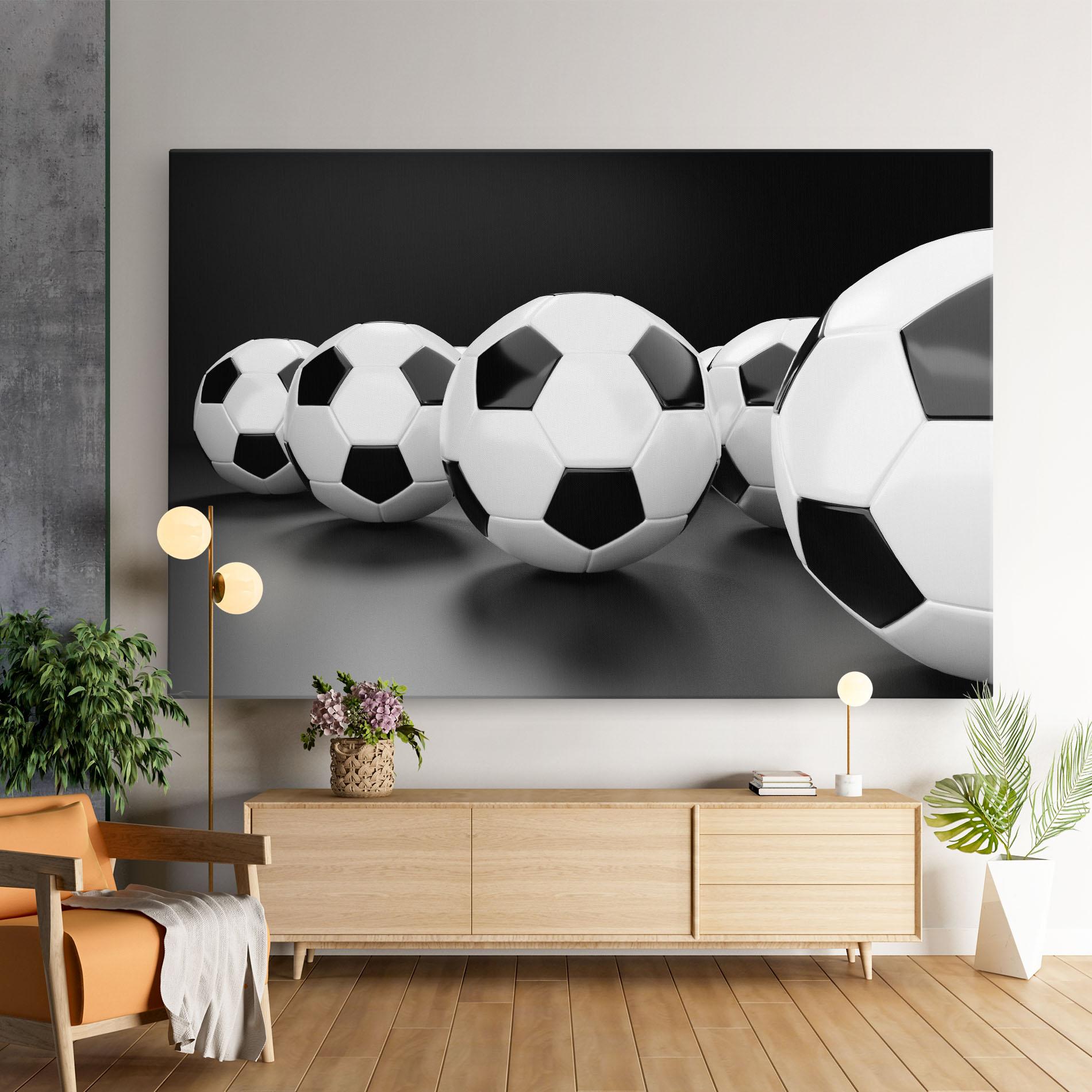 Leinwandbild Black White Football mockup 9