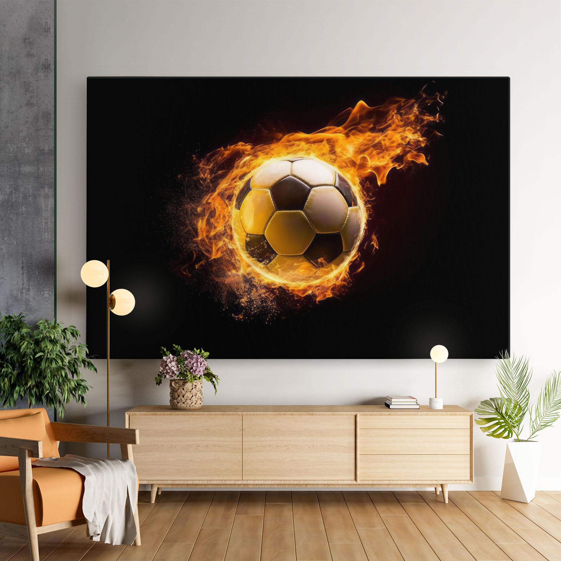 Leinwandbild Fire Football mockup 9