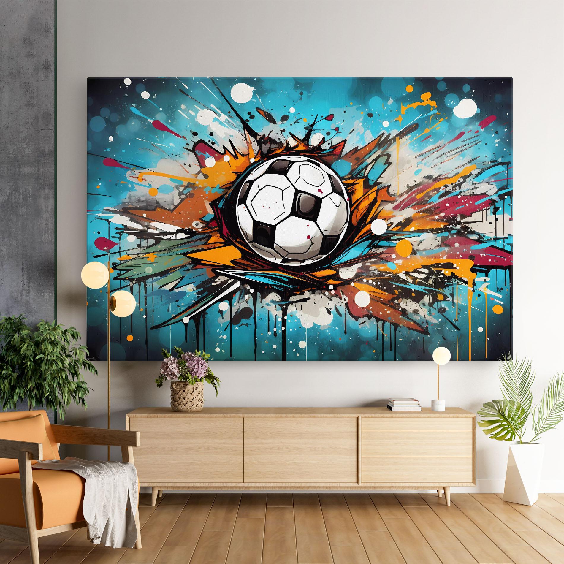 Leinwandbild Football Graffiti Style mockup 9