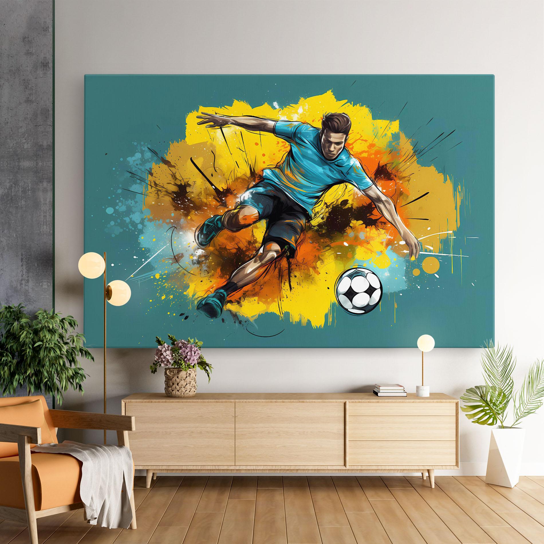 Leinwandbild Football Player Painting mockup 9