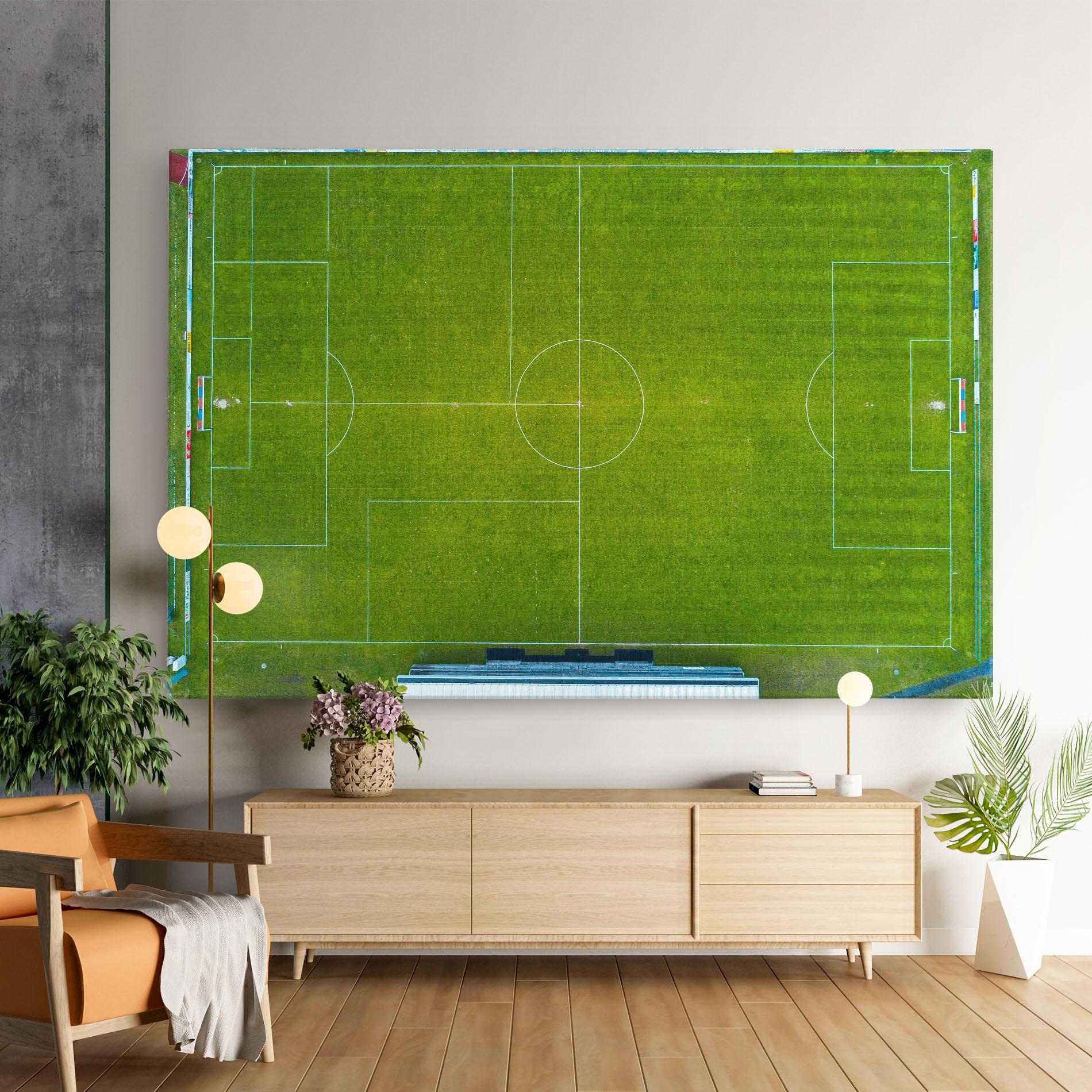 Leinwandbild Green Football Field mockup 9