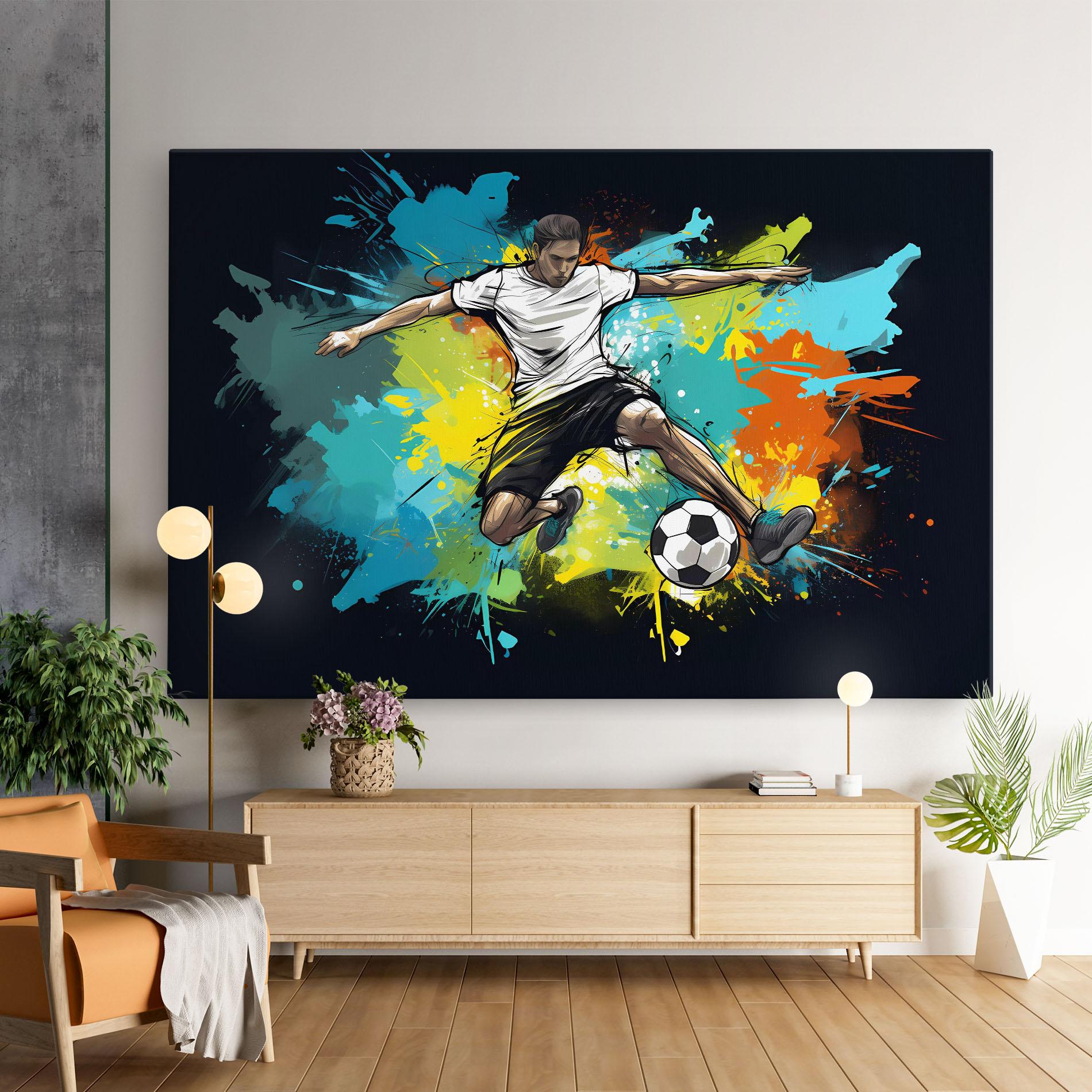 Leinwandbild Green Paint Football Player mockup 9